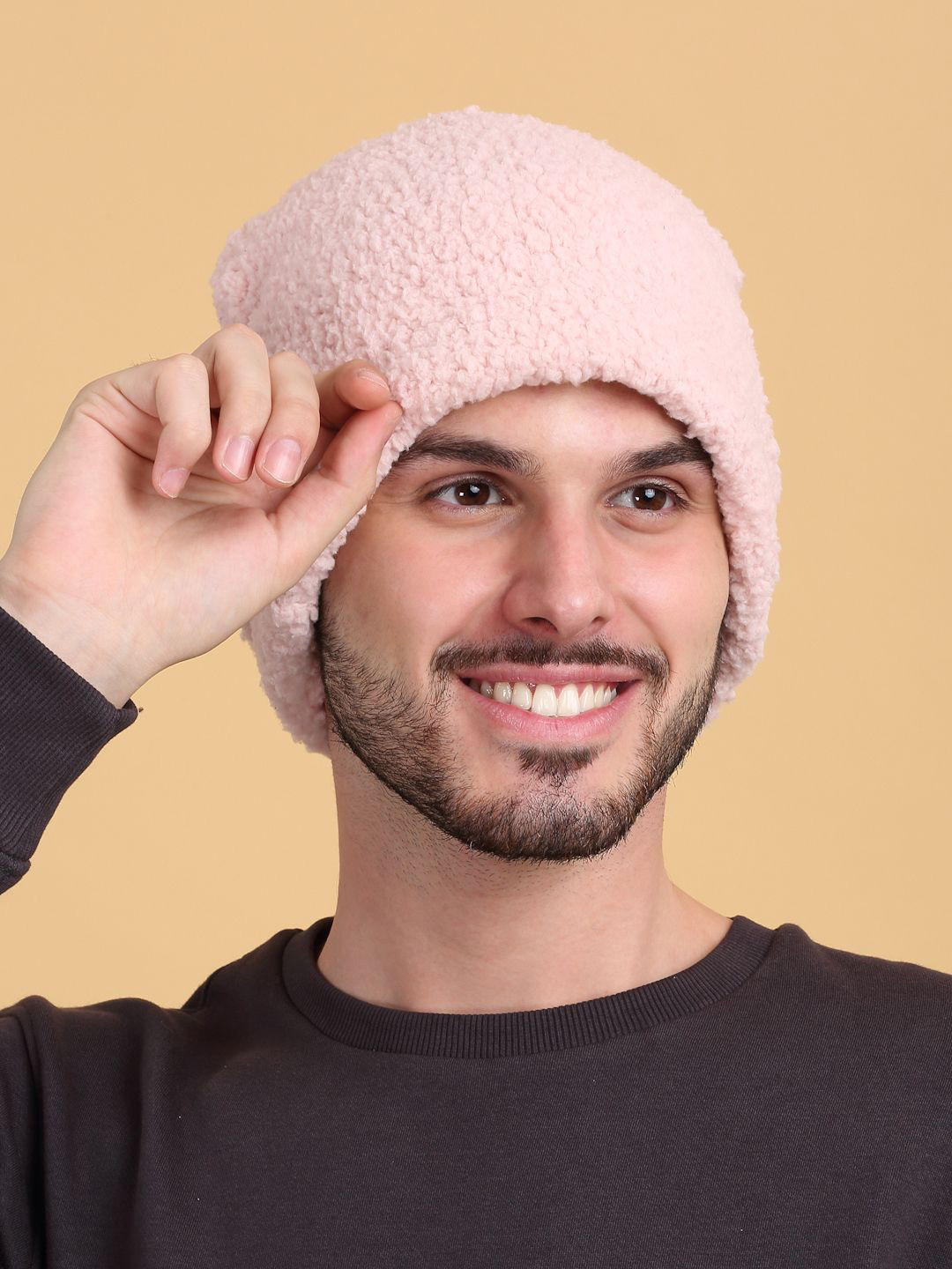 

KLOTTHE Men Pack Of 2 Woollen Beanie Caps, Pink