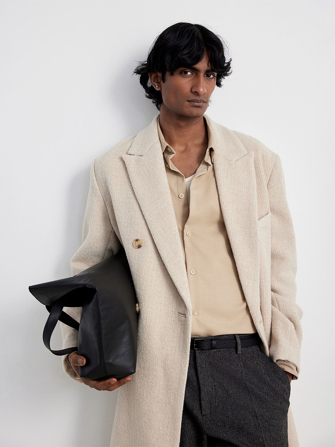 

H&M Regular Fit Twill Shirt, Beige
