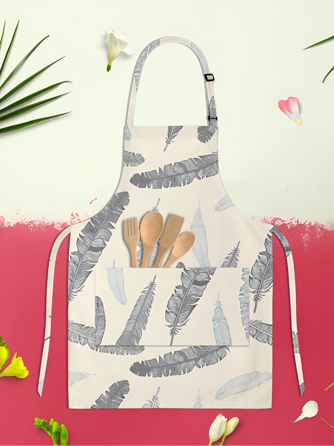 

ArtzFolio Off White & Grey Printed Cotton Aprons