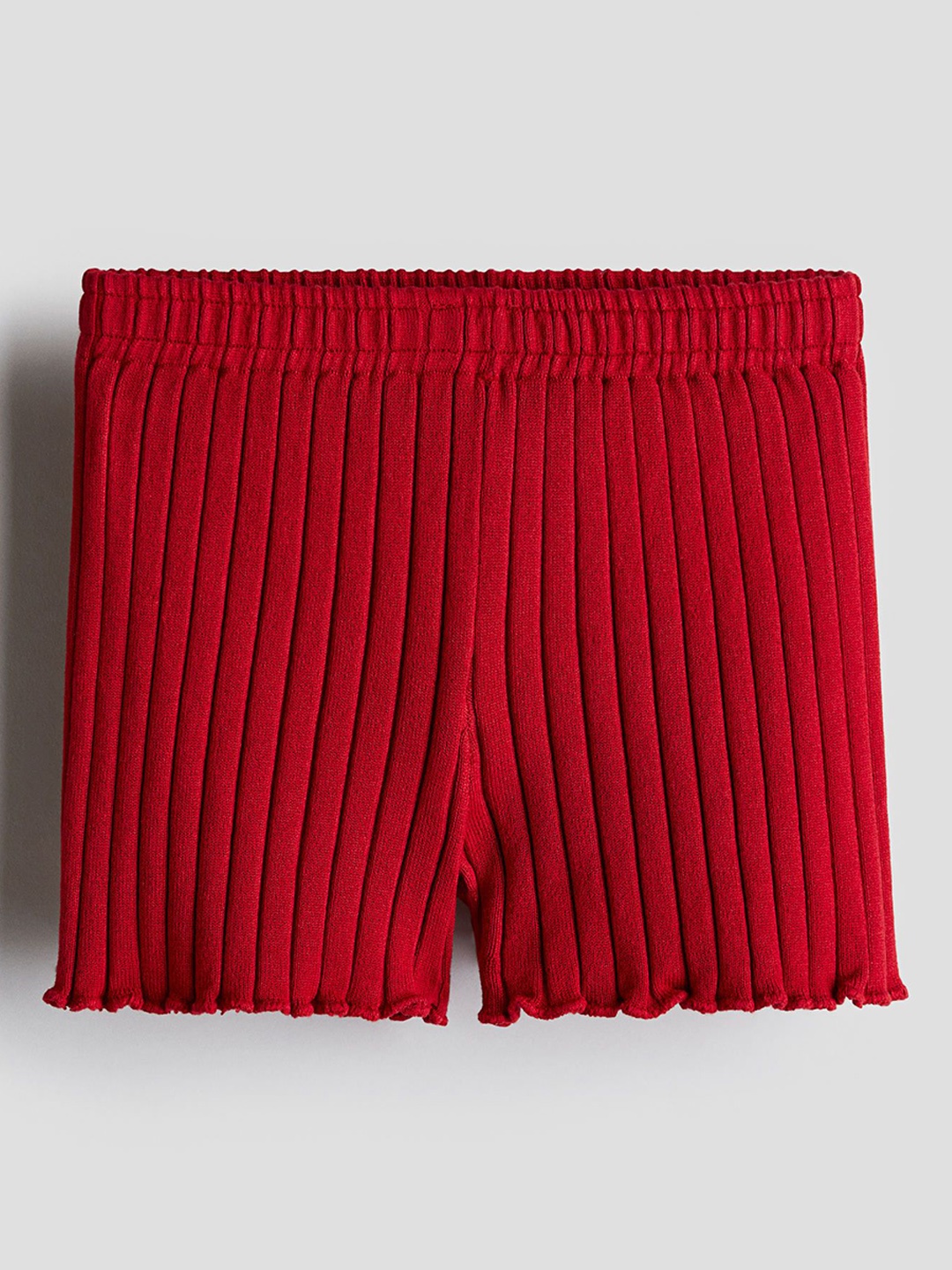 

H&M Girls Rib-Knit Shorts, Red