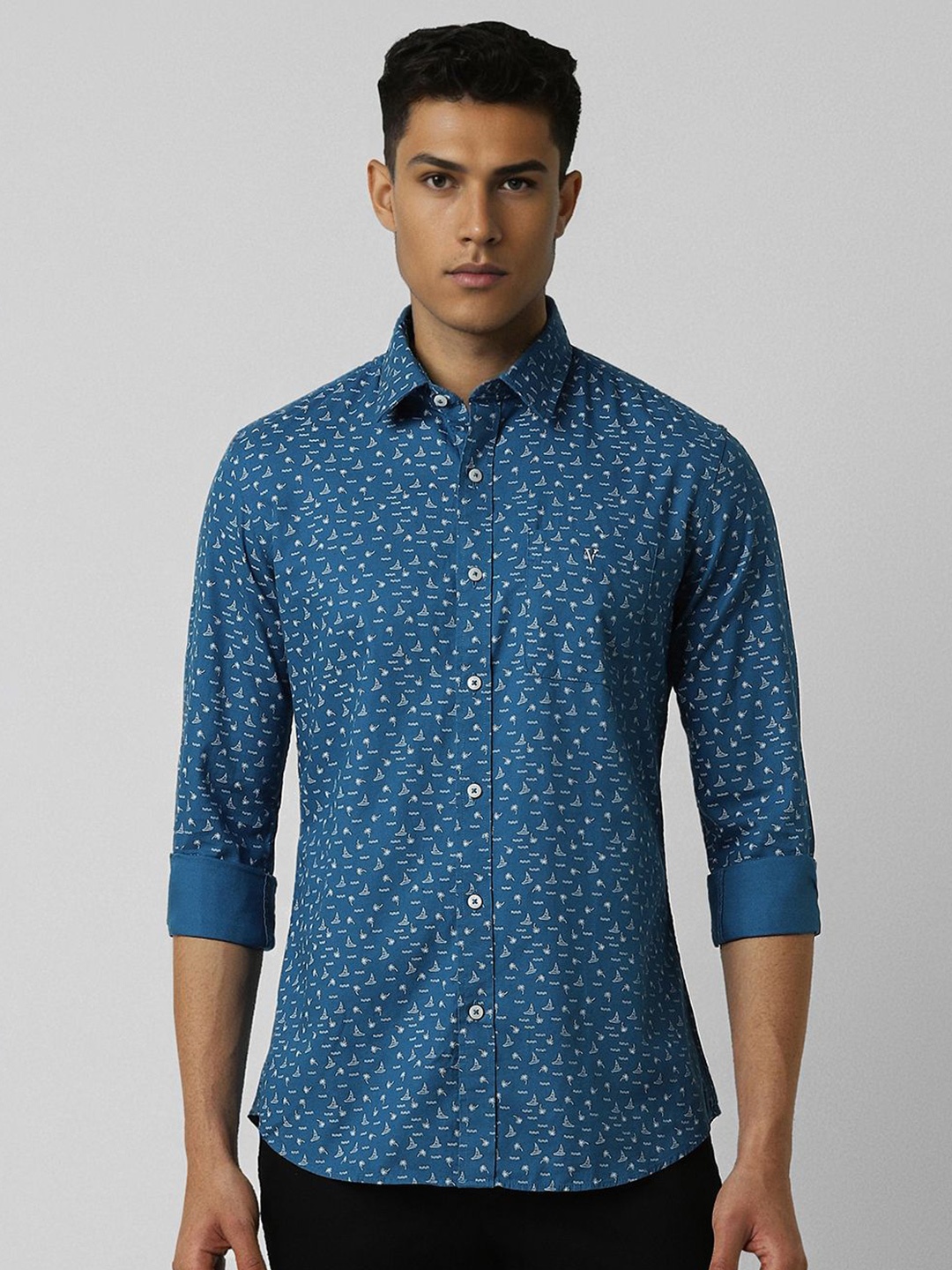 

Van Heusen Sport Men Slim Fit Opaque Printed Casual Shirt, Blue