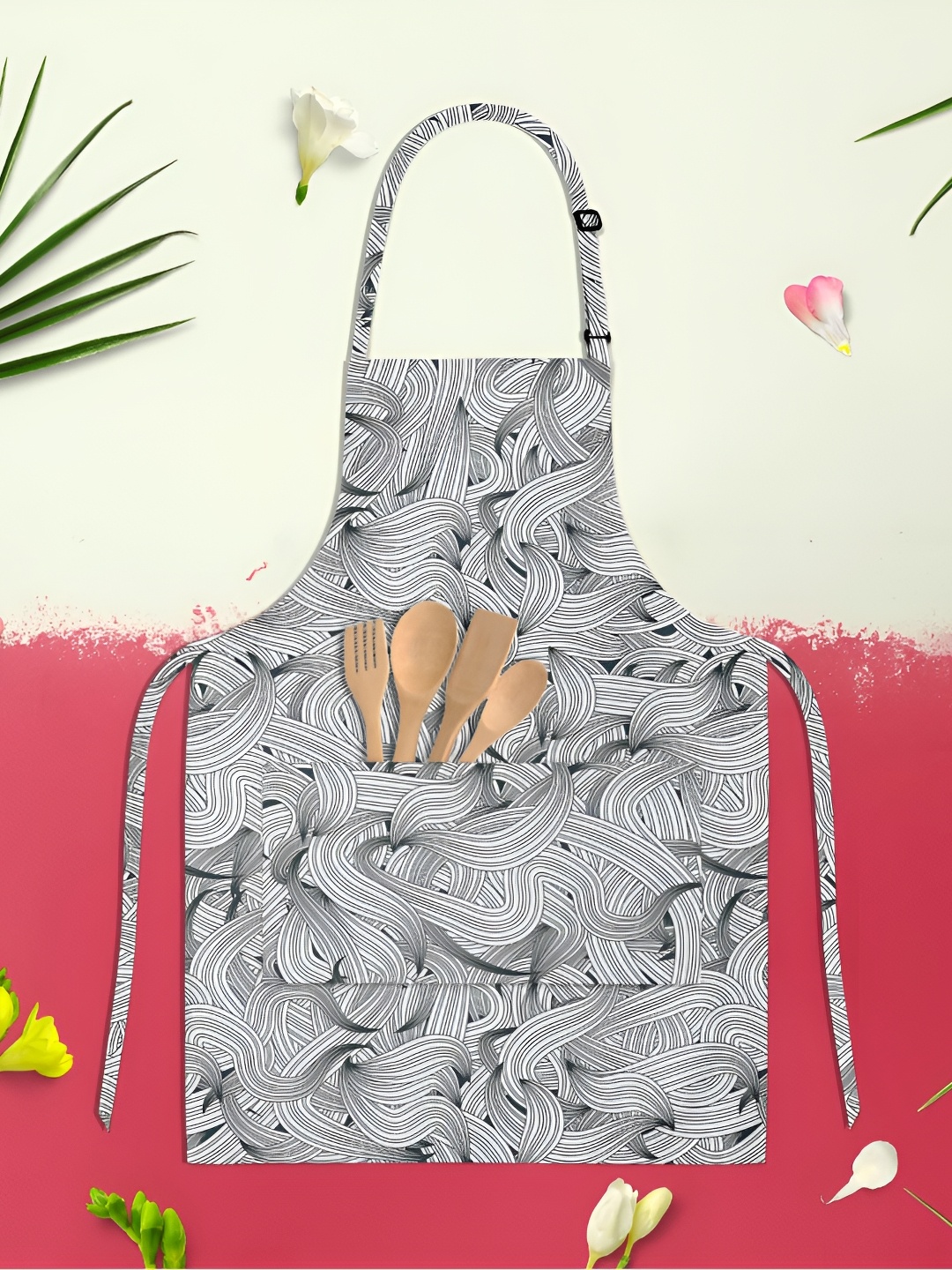 

ArtzFolio Black & White Printed Cotton Aprons