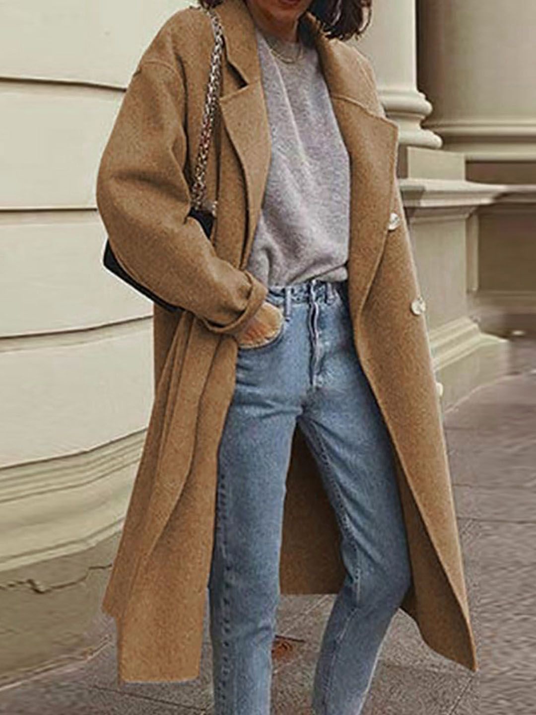

StyleCast Women Single-Breasted Overcoat, Brown