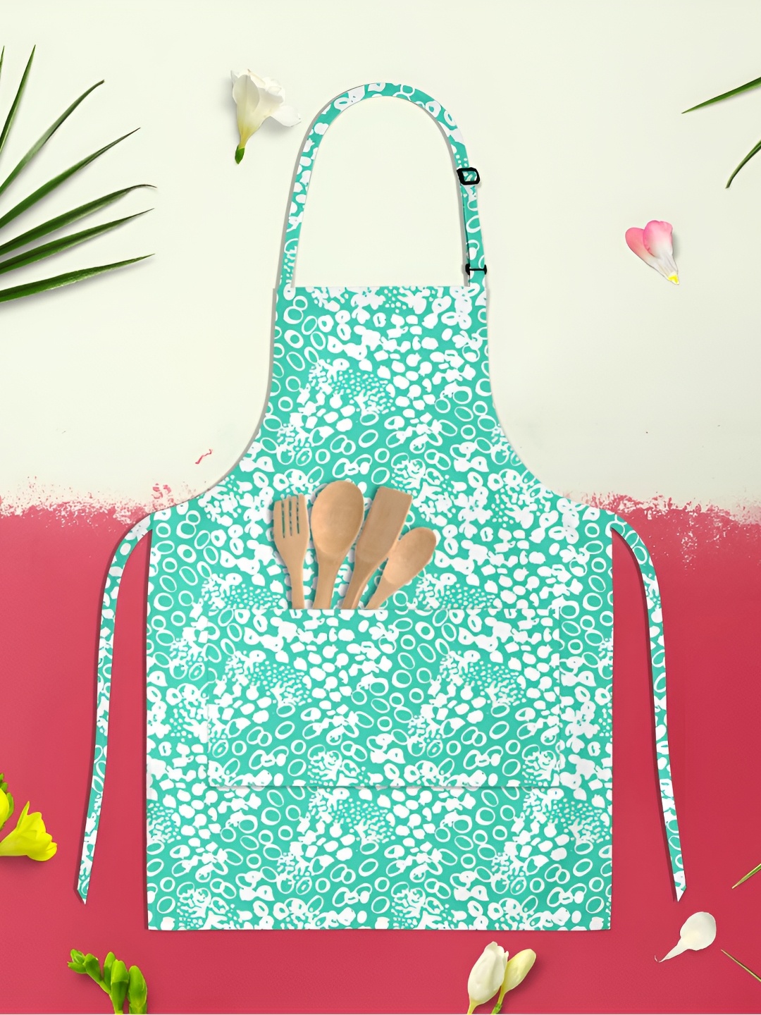 

ArtzFolio Sea Green & White Printed Cotton Aprons
