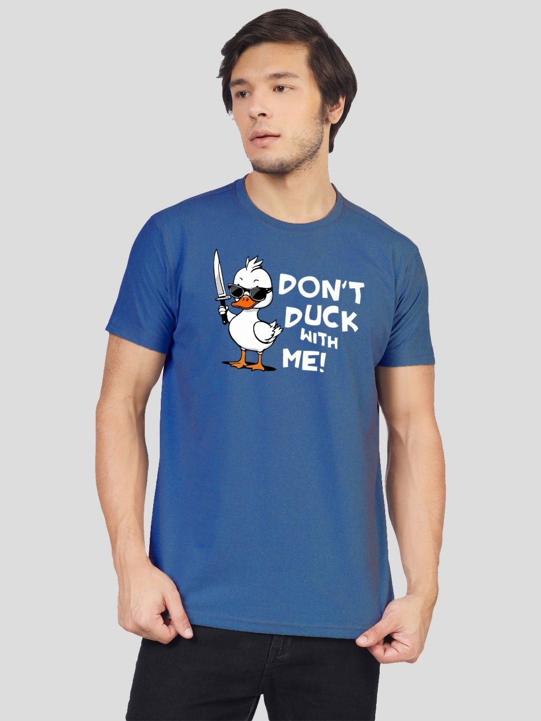 

Greylongg Men Graphic Printed Round Neck Cotton T-shirt, Blue