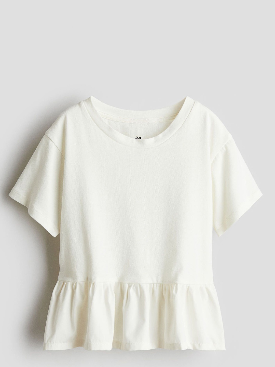 

H&M Girls Cotton Peplum Top, White