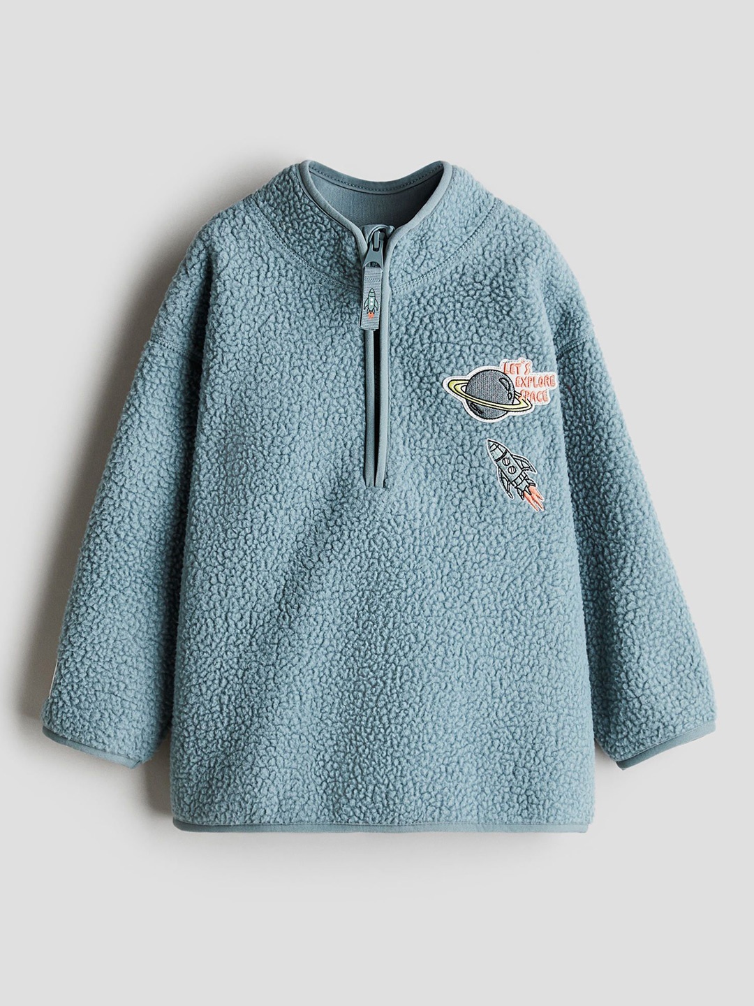 

H&M Boys Teddy Zip-Top Sweatshirt, Turquoise blue