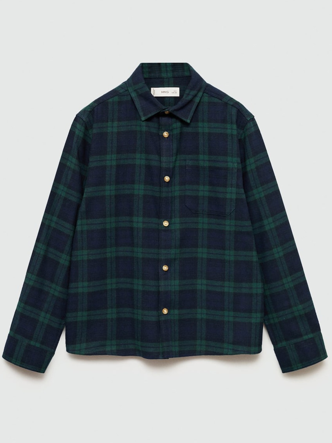 

Mango Kids Boys Pure Cotton Tartan Checked Casual Shirt, Navy blue