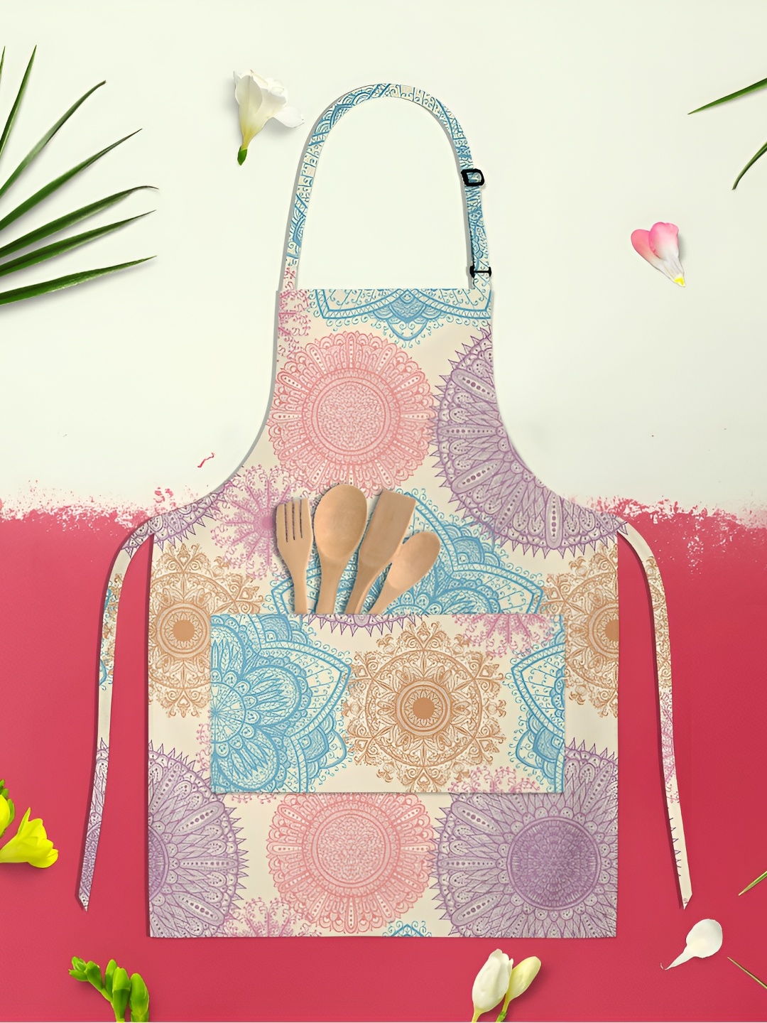 

ArtzFolio Beige & Purple Printed Pure Cotton Apron