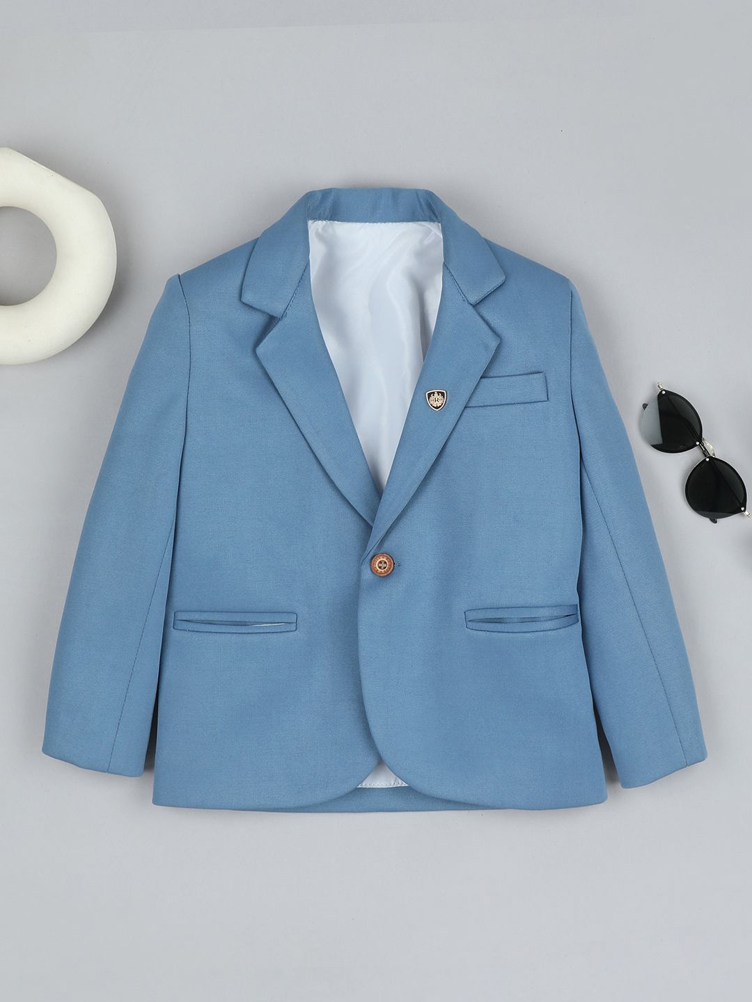 

Ridokidz Boys Notched Lapel Single-Breasted Blazers, Blue