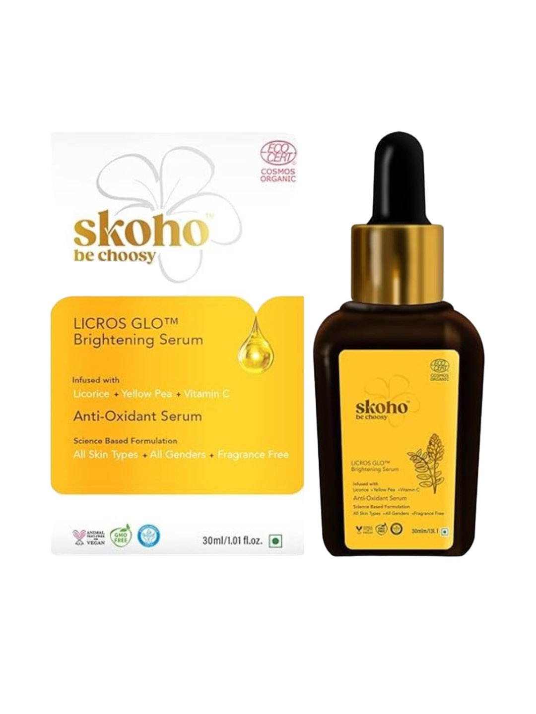 

SKOHO Vitamin C Organic Brightening Face Serum for Reducing Dark Spots & Pigmentation, Yellow