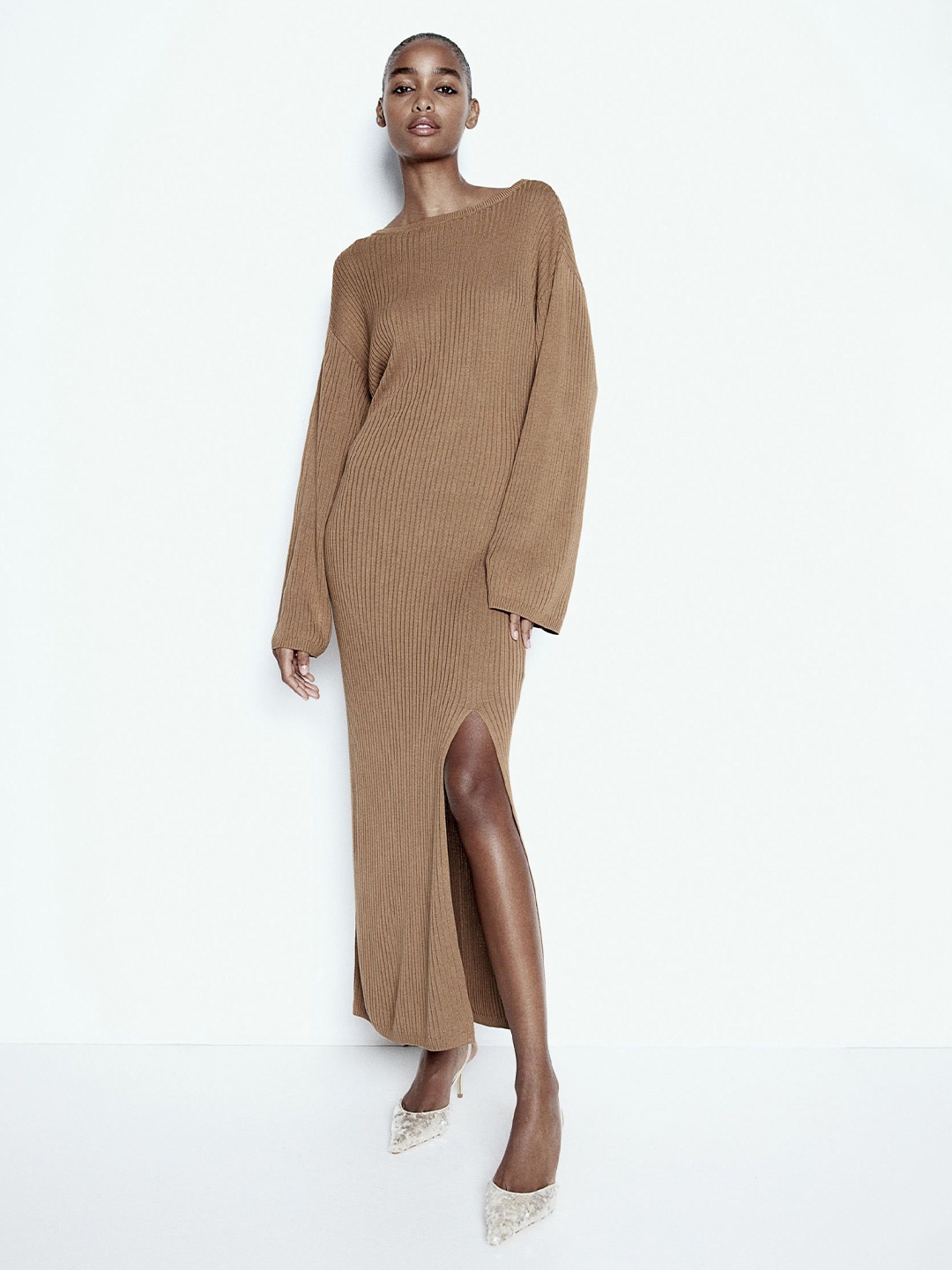 

H&M Rib-knit dress, Beige