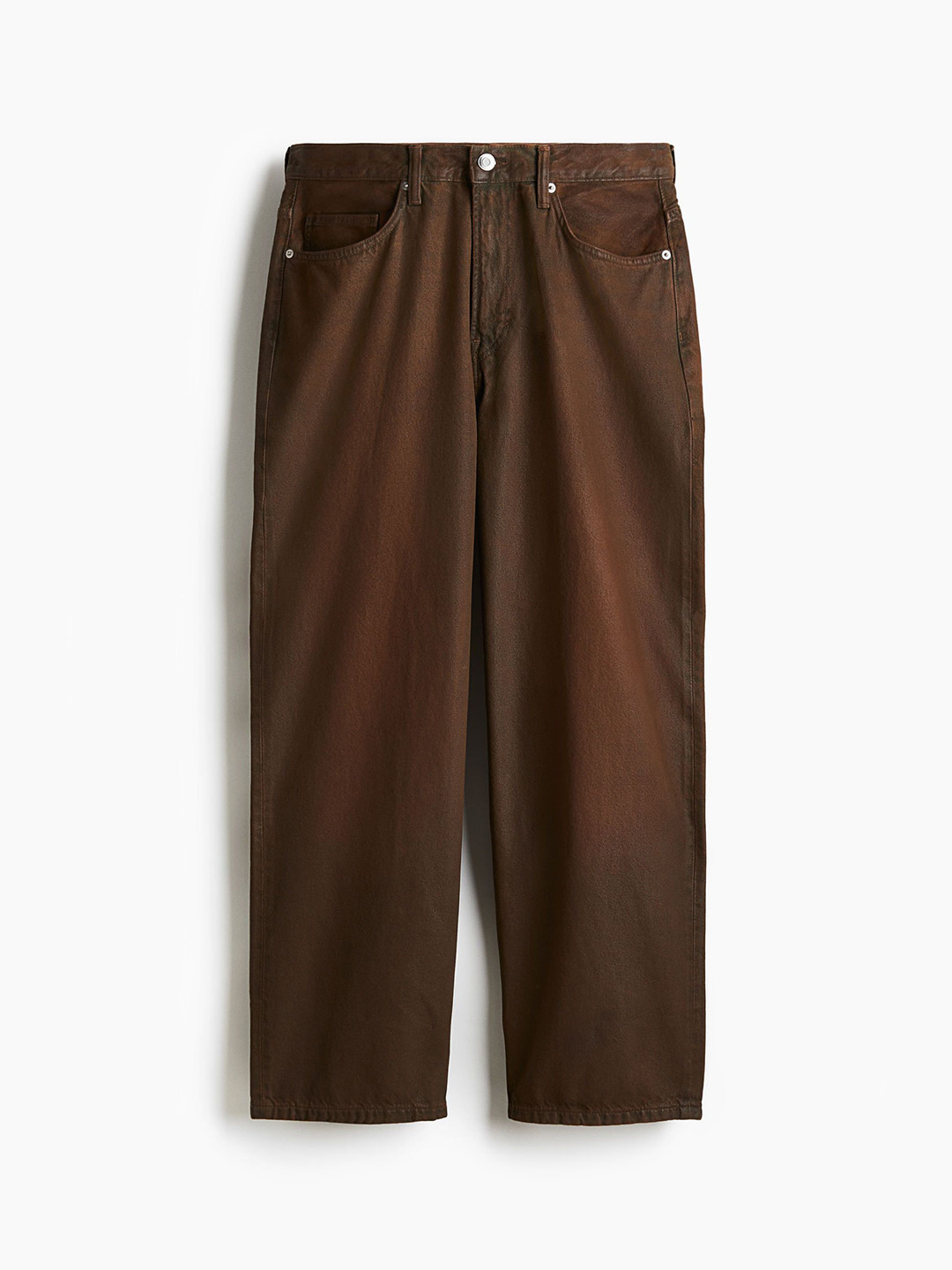 

H&M Cotton Mid-Rise Baggy Jeans, Brown
