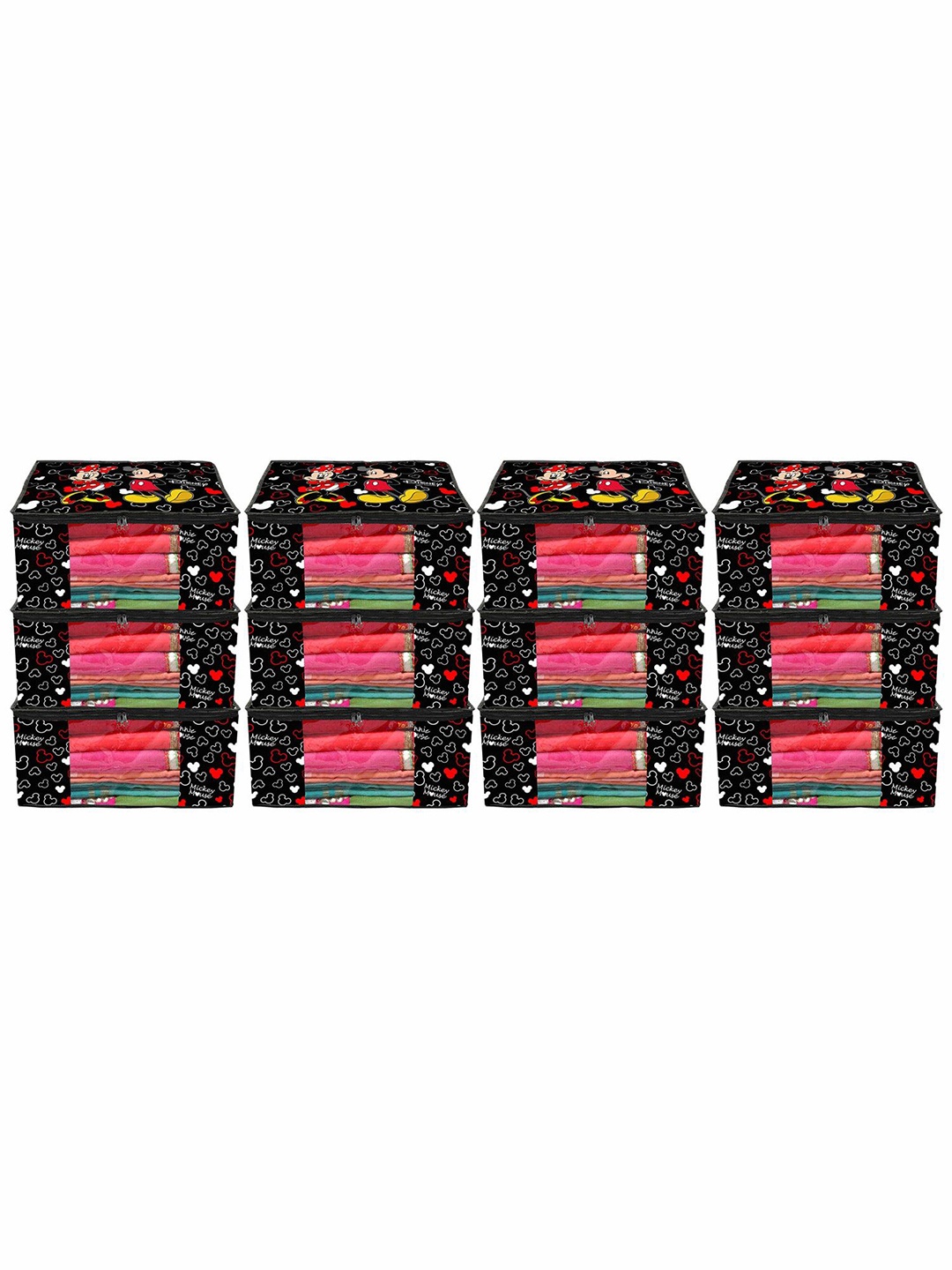 

Kuber Industries Black 12 Pieces Disney Mickey Printed Drawer Organisers