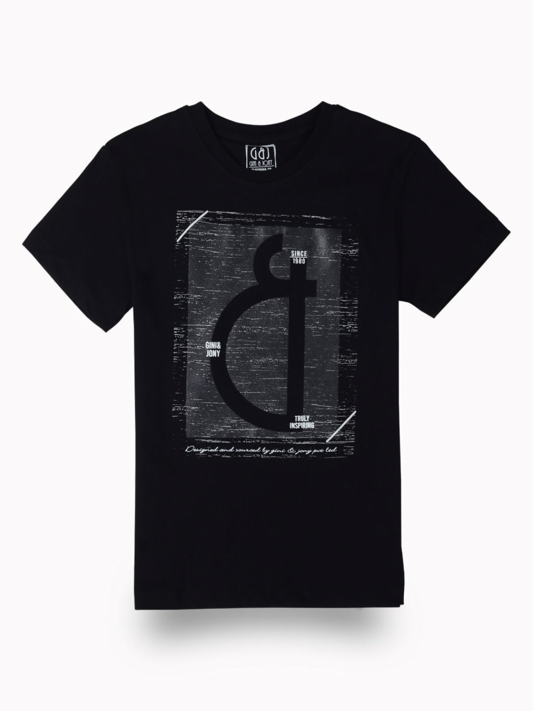 

Gini and Jony Boys Graphic Printed Round Neck Cotton T-shirt, Black