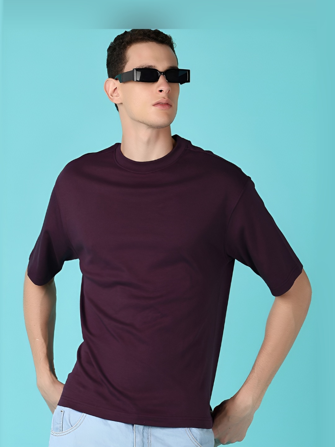 

V-Mart Men Typography Printed Round Neck Cotton T-shirt, Purple