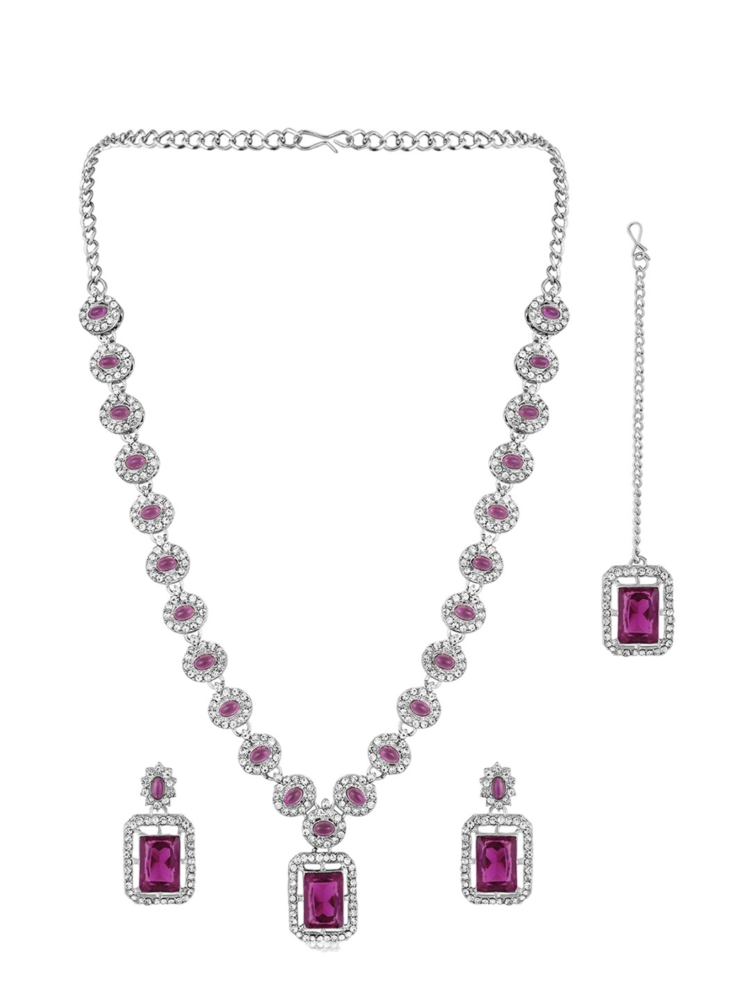 

Peora Silver-Plated Cubic Zirconia Stone-Studded Jewellery Set
