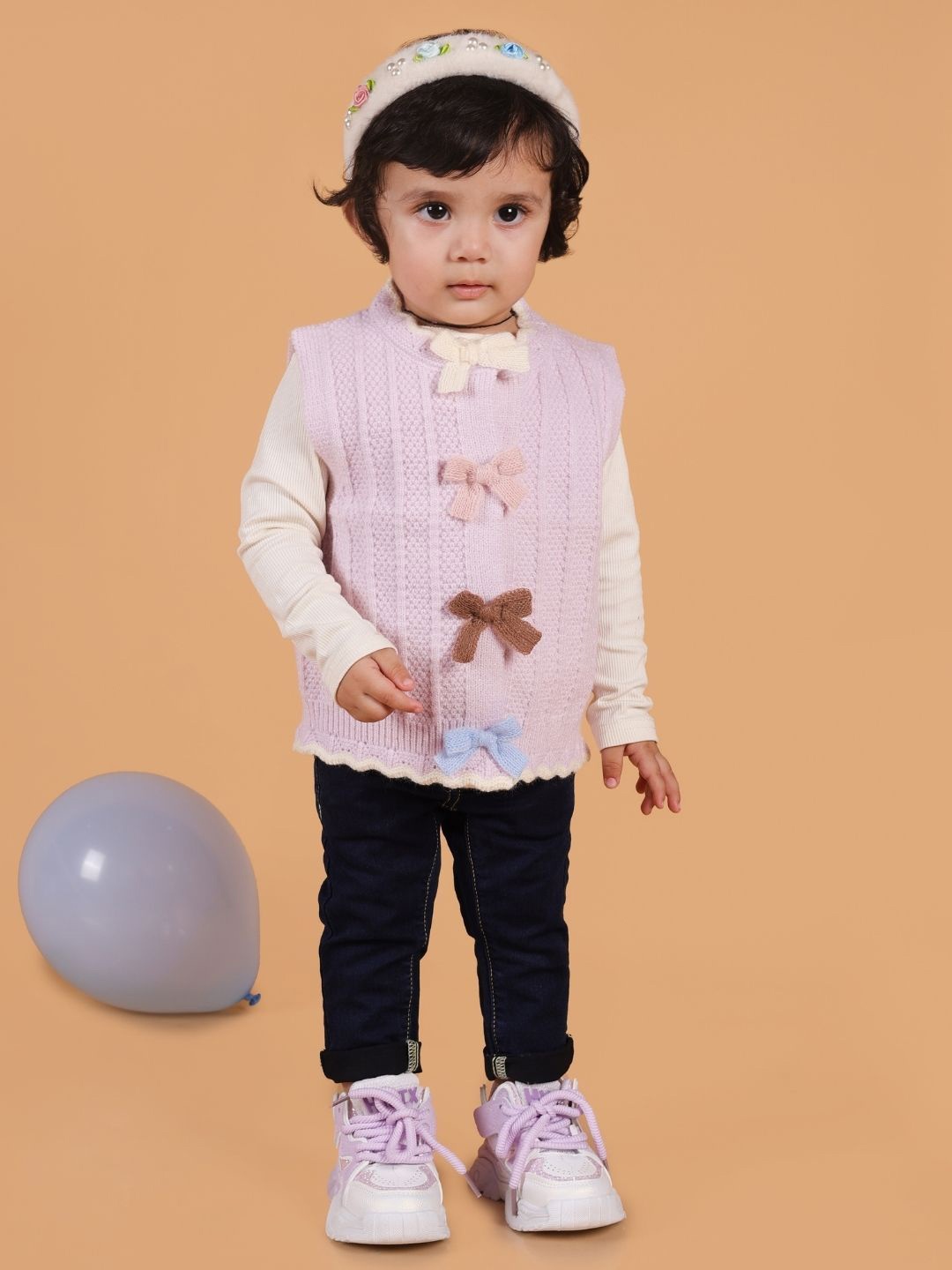 

MAMA AND PEACHES Kids Cotton Cable Knit Sweater Vest, Pink
