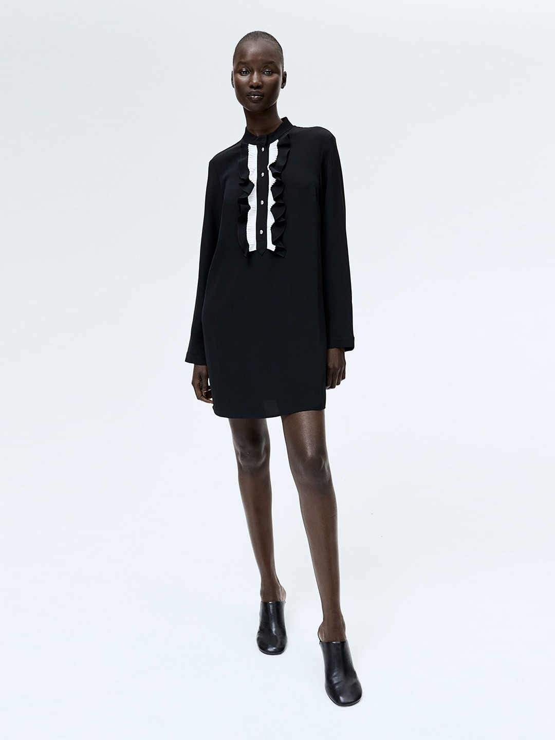 

H&M Frill-Trimmed Dress, Black
