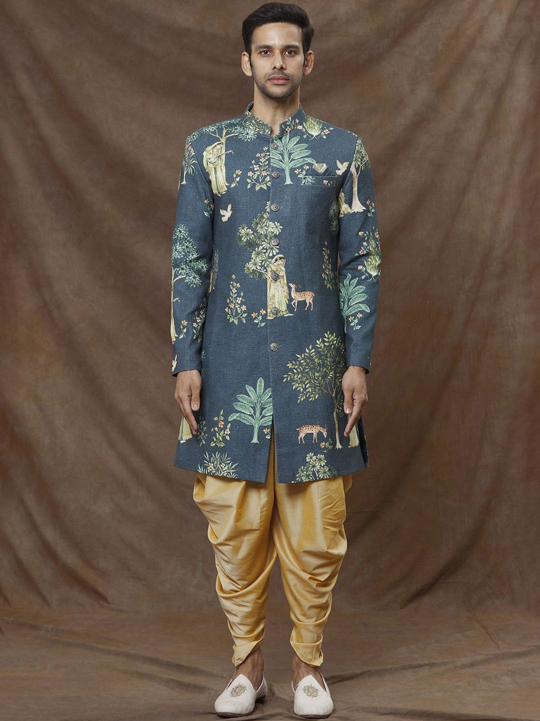 

Arihant Rai Sinha Forest Printed Sherwani Set, Green