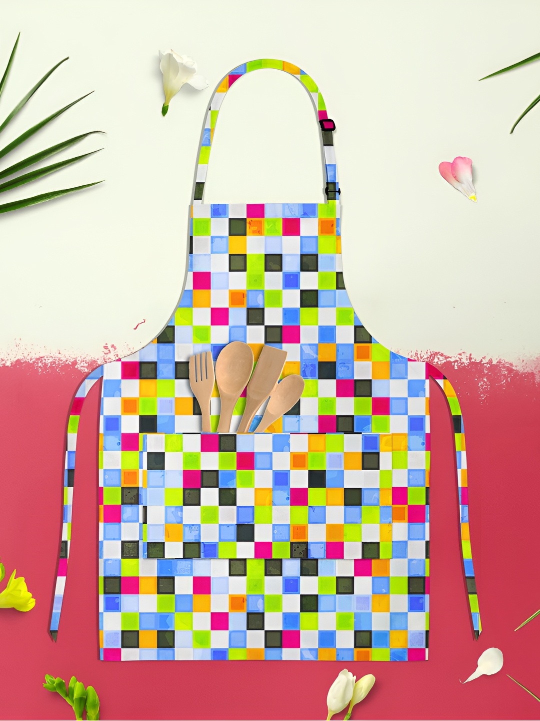 

ArtzFolio Kids White & Blue Printed Cotton Aprons