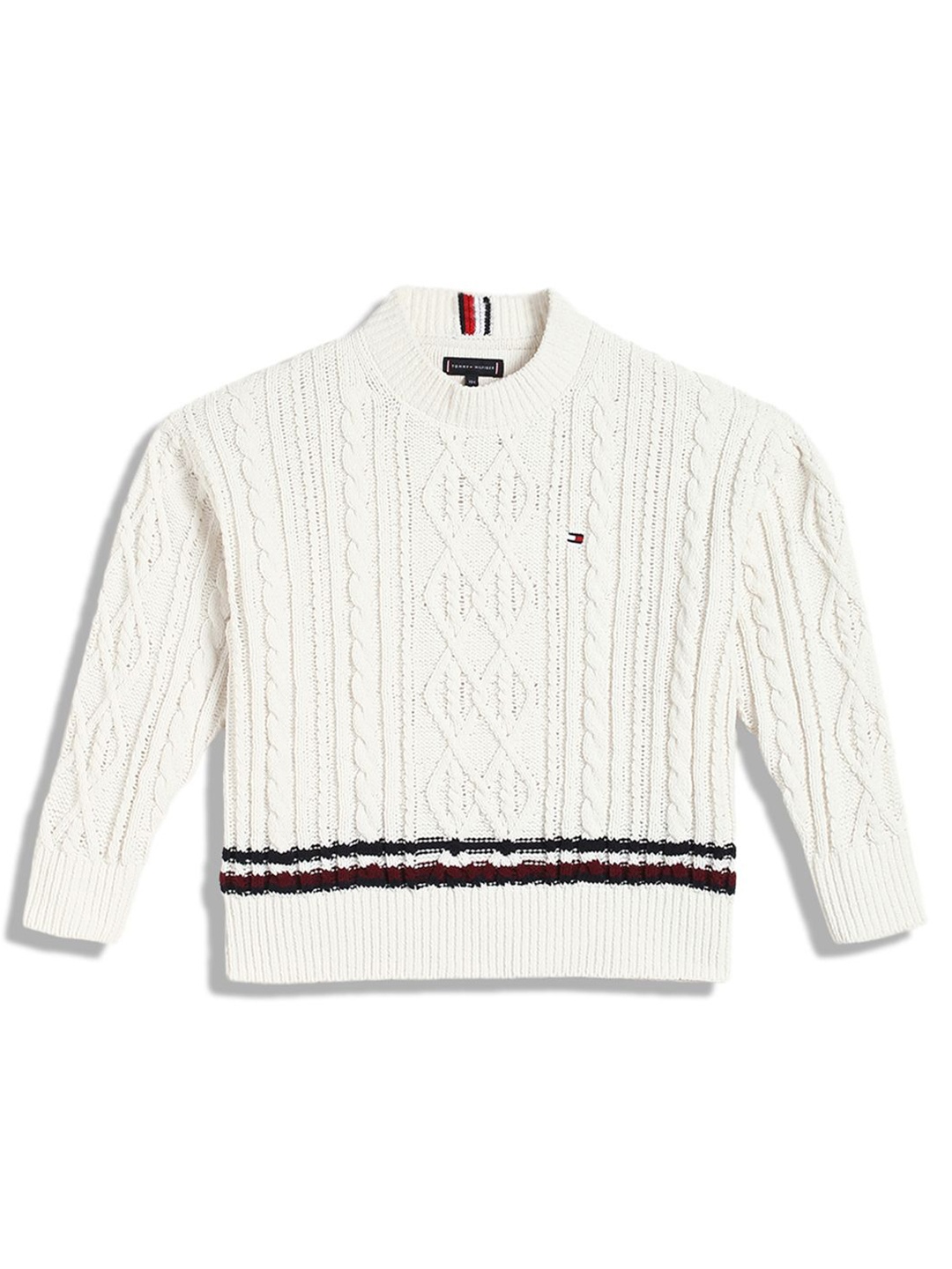 

Tommy Hilfiger Boys Cotton LB Global Chenille Cable Sweatshirts, White