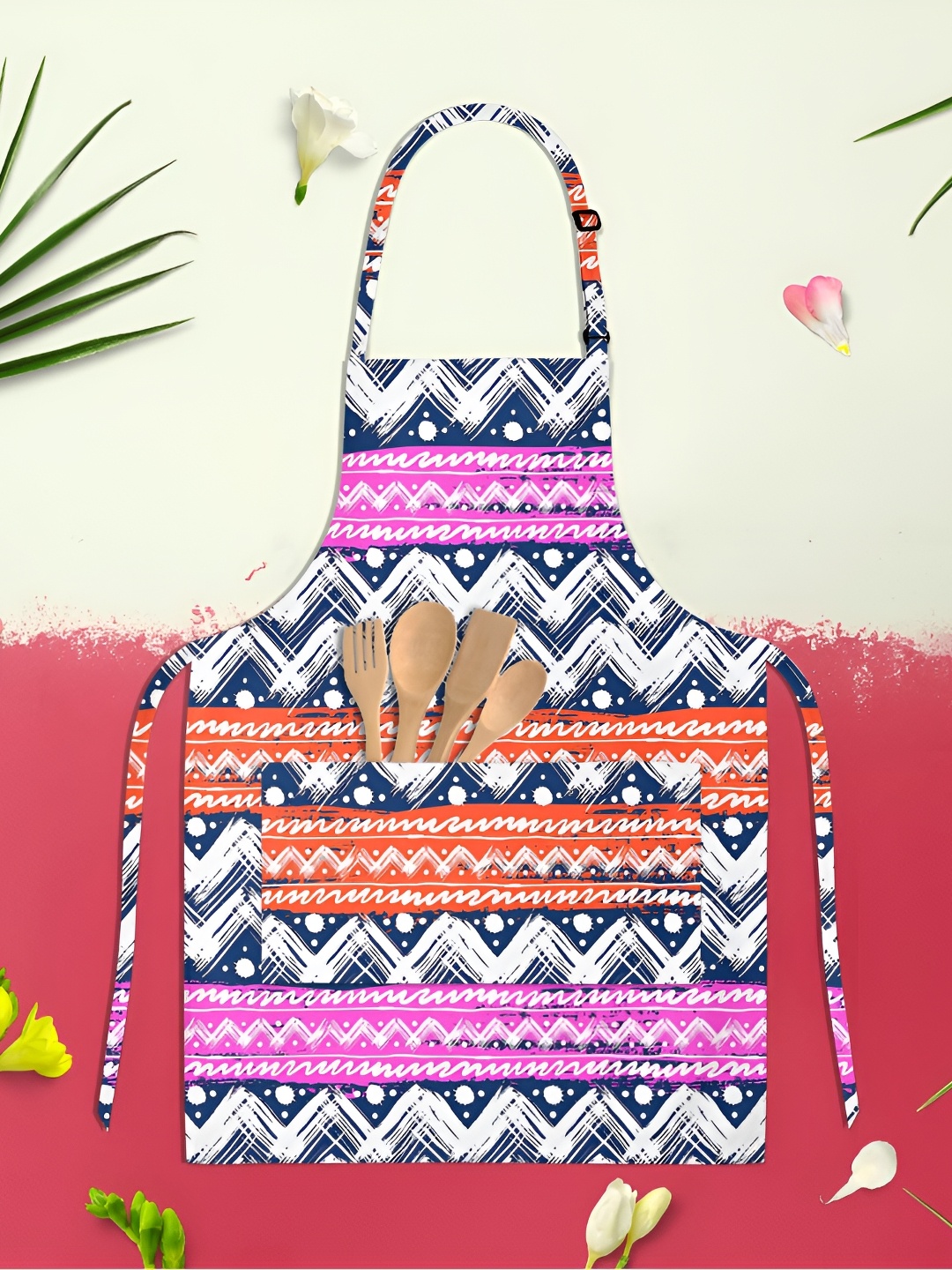 

ArtzFolio Purple & White Printed Pure Cotton Apron