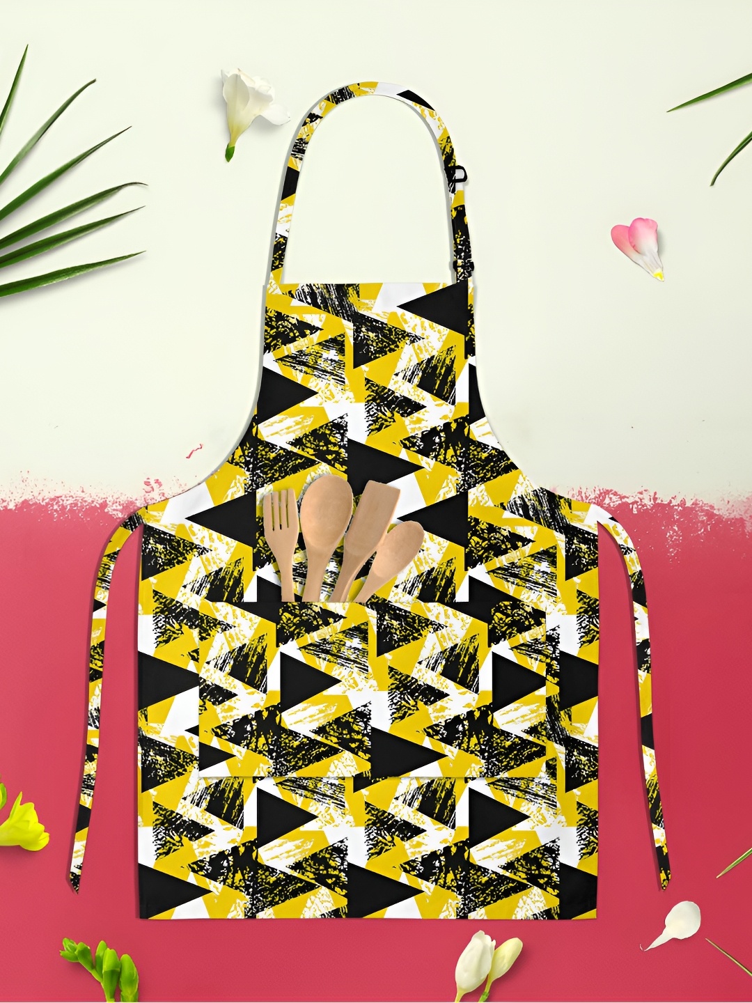 

ArtzFolio White & Yellow Printed Cotton Aprons