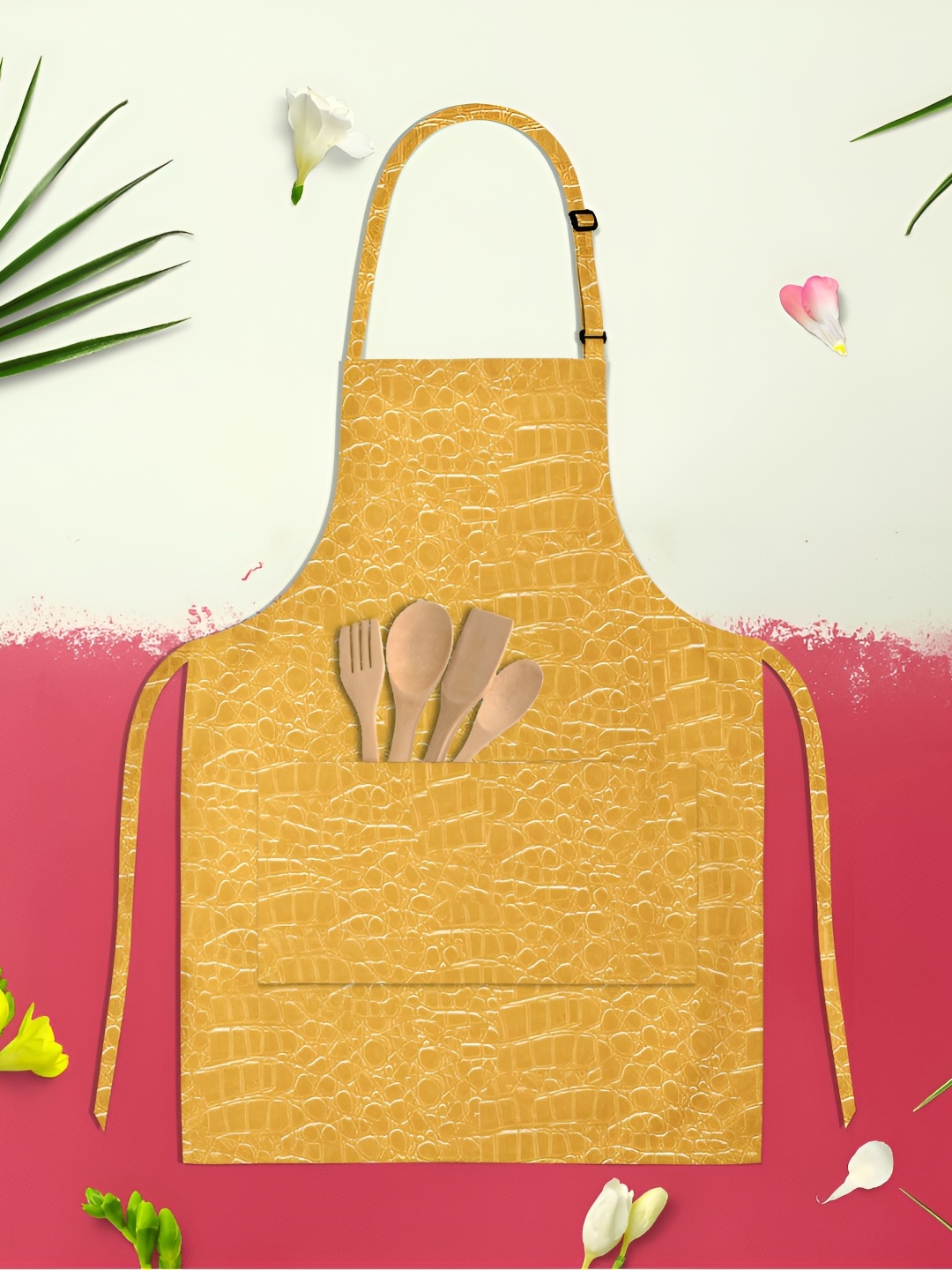 

ArtzFolio Kids Yellow & White Printed Cotton Aprons