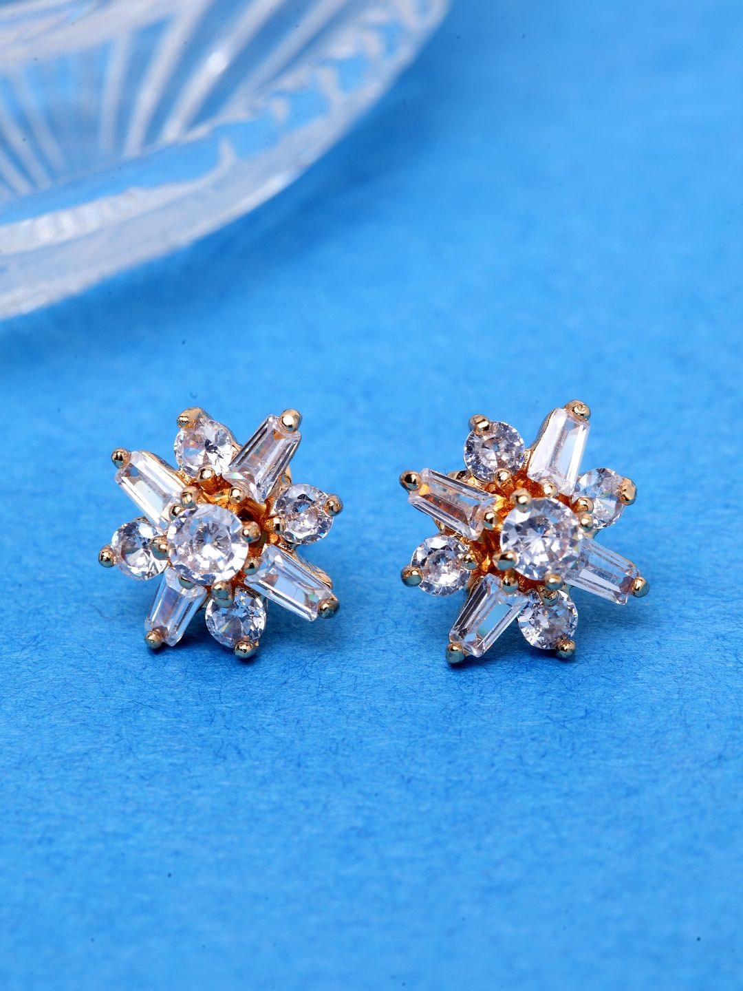 

Anouk Gold-Plated AD & CZ Stone Studded Floral Shaped Studs