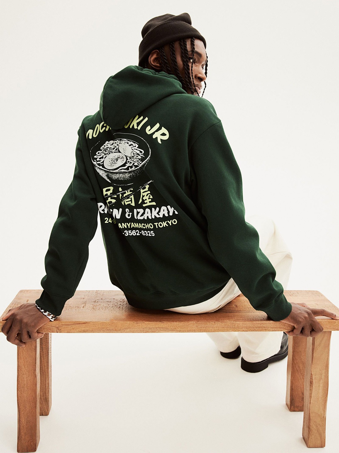 

H&M Loose Fit Printed Hoodie, Green