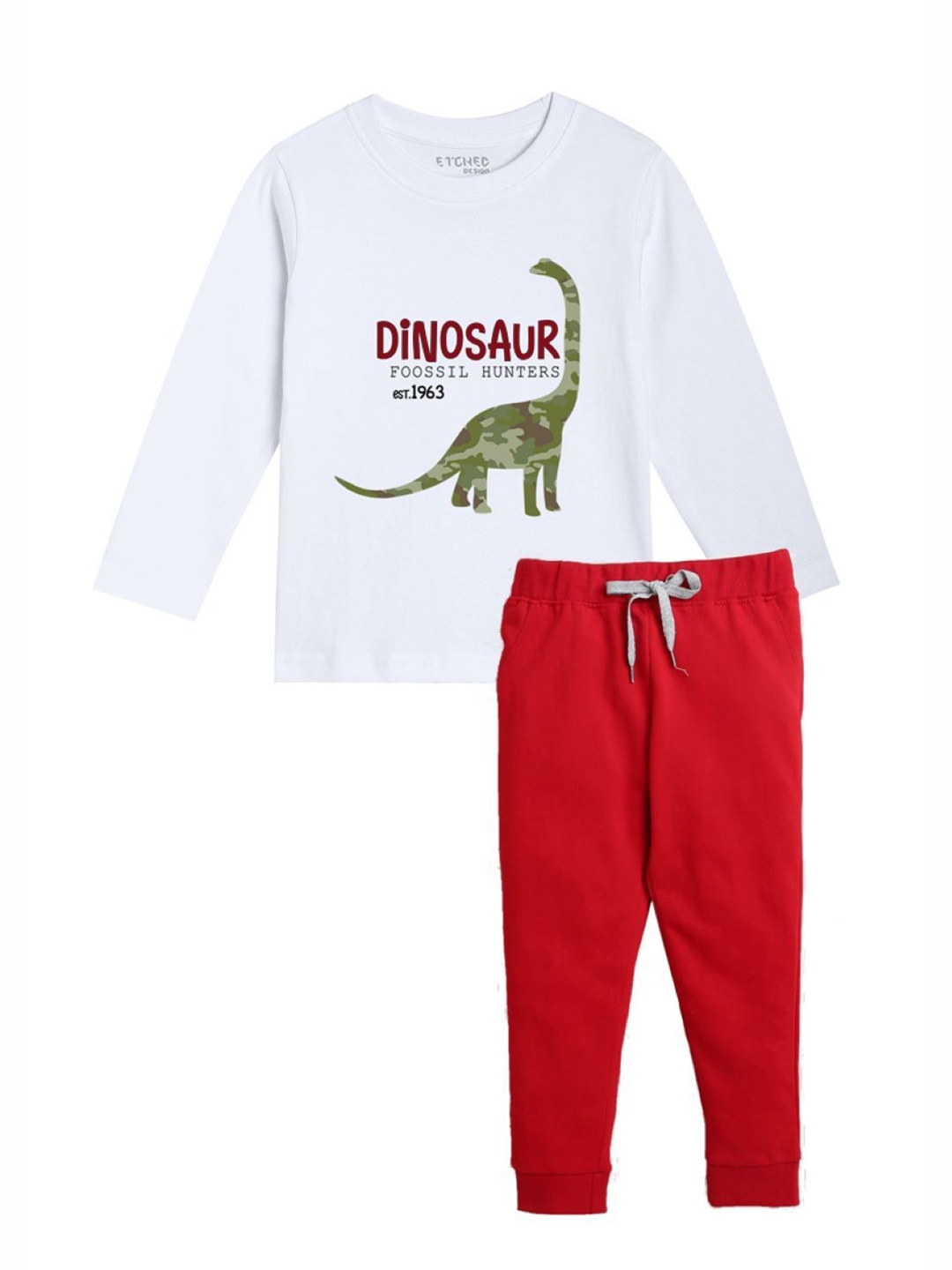 

ETCHED DESIGN Boys Printed Pure Cotton T-shirt with Joggers, White