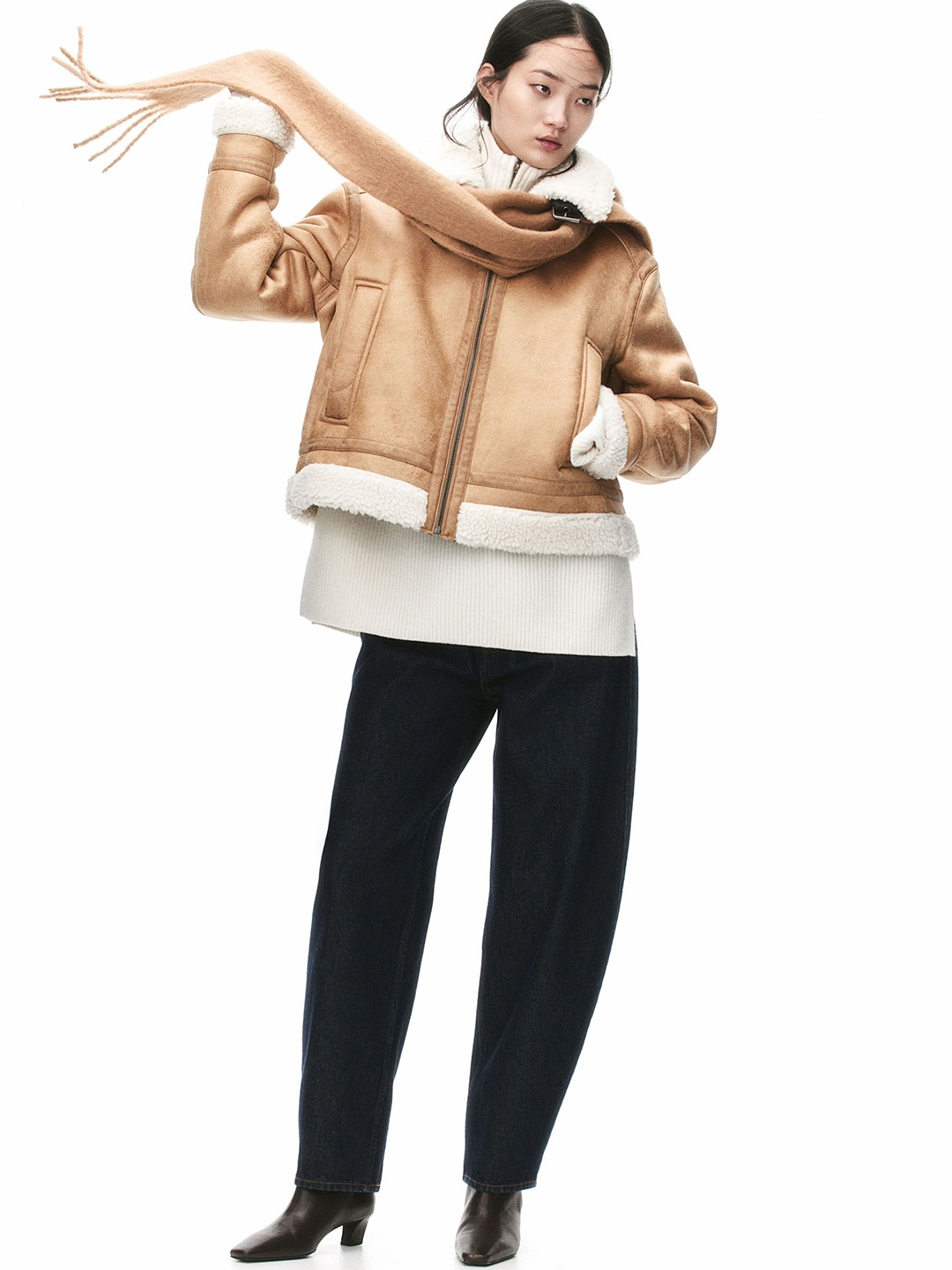 

H&M Teddy-Lined Aviator Jackets, Beige