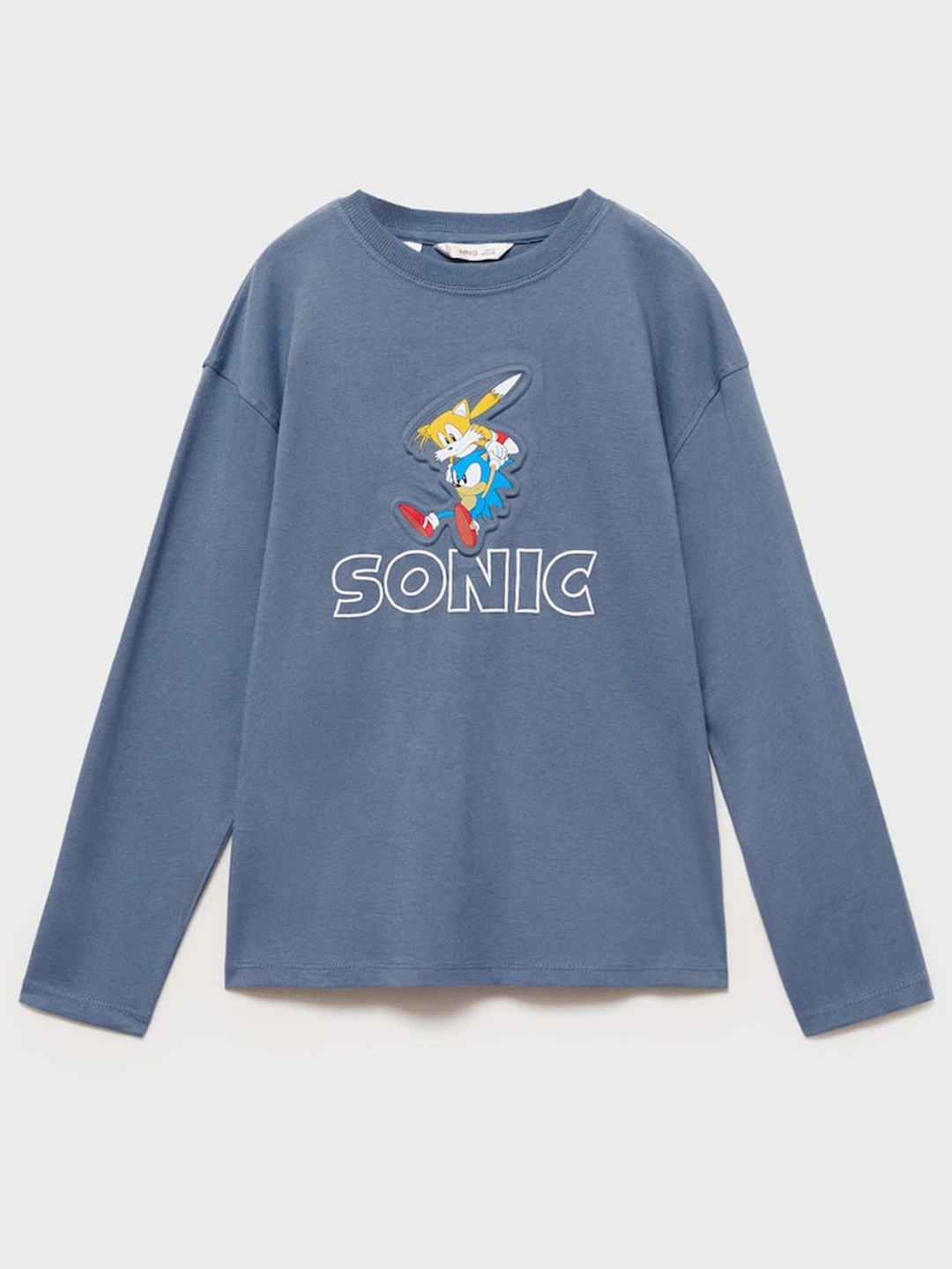 

Mango Kids Boys Pure Cotton Sonic Typography Printed T-shirt, Blue