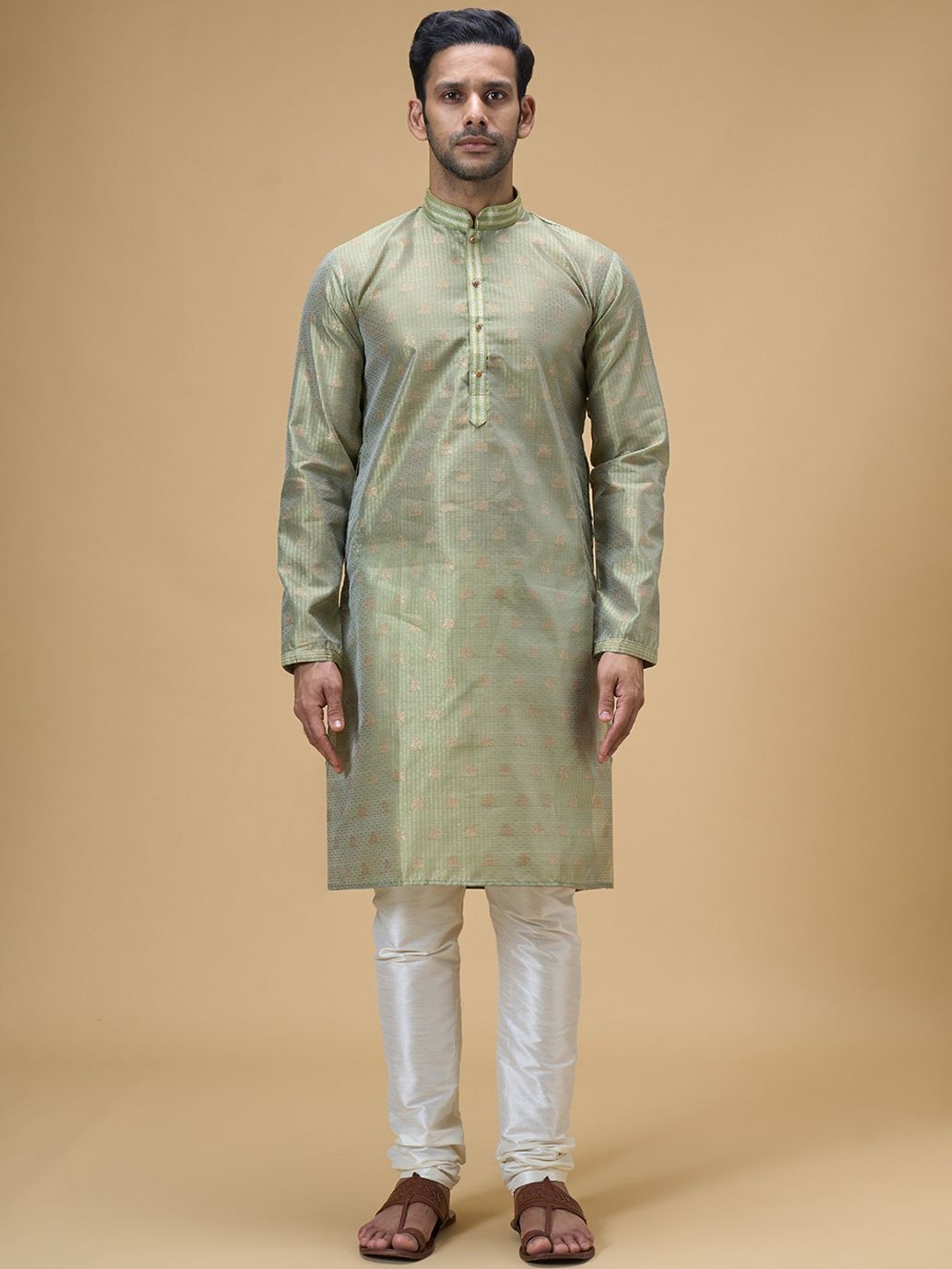 

Arihant Rai Sinha Men Ethnic Motifs Regular Kurta with Churidar, Green