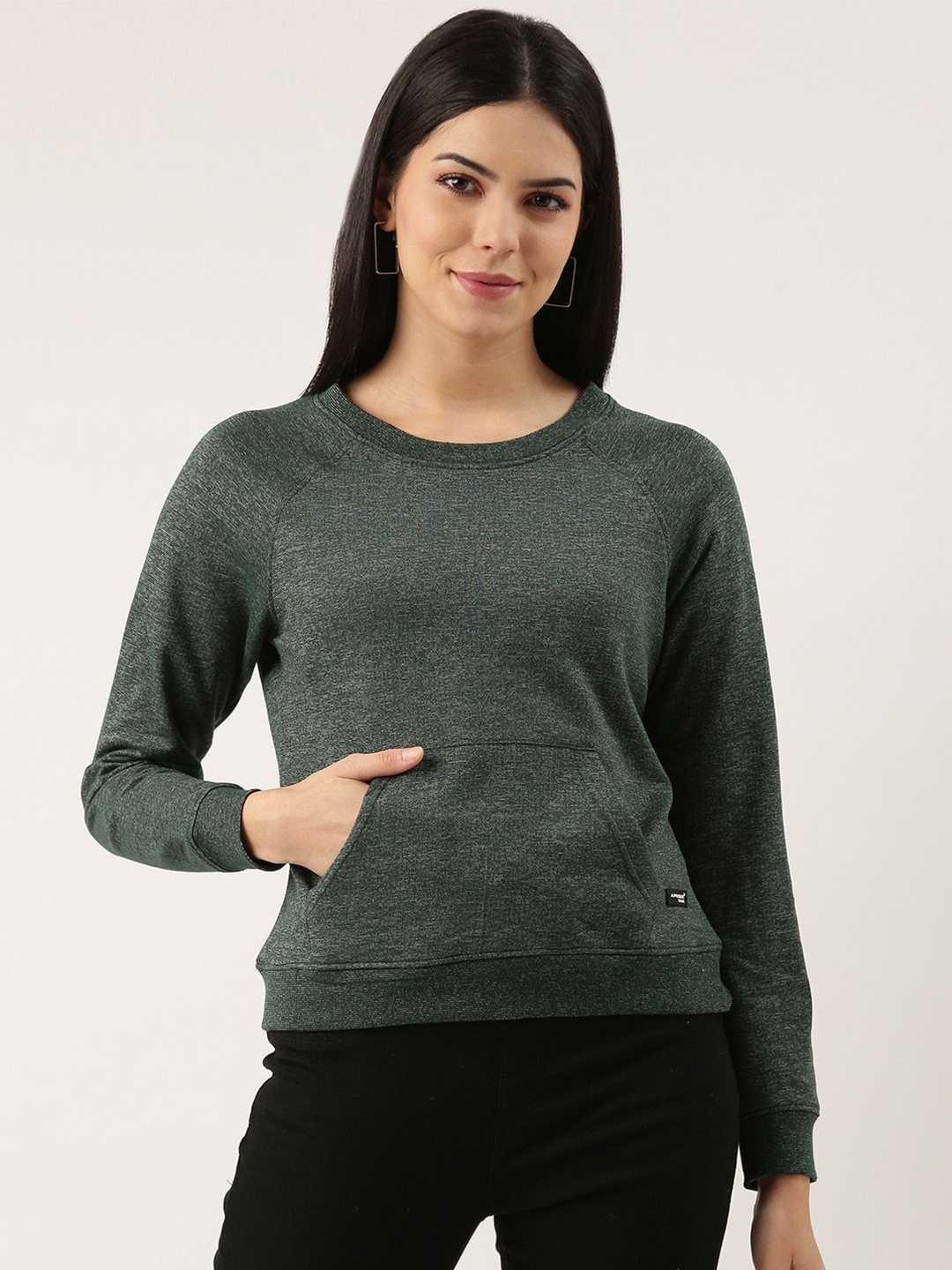 

ARISE Women Round Neck Sweatshirt, Olive