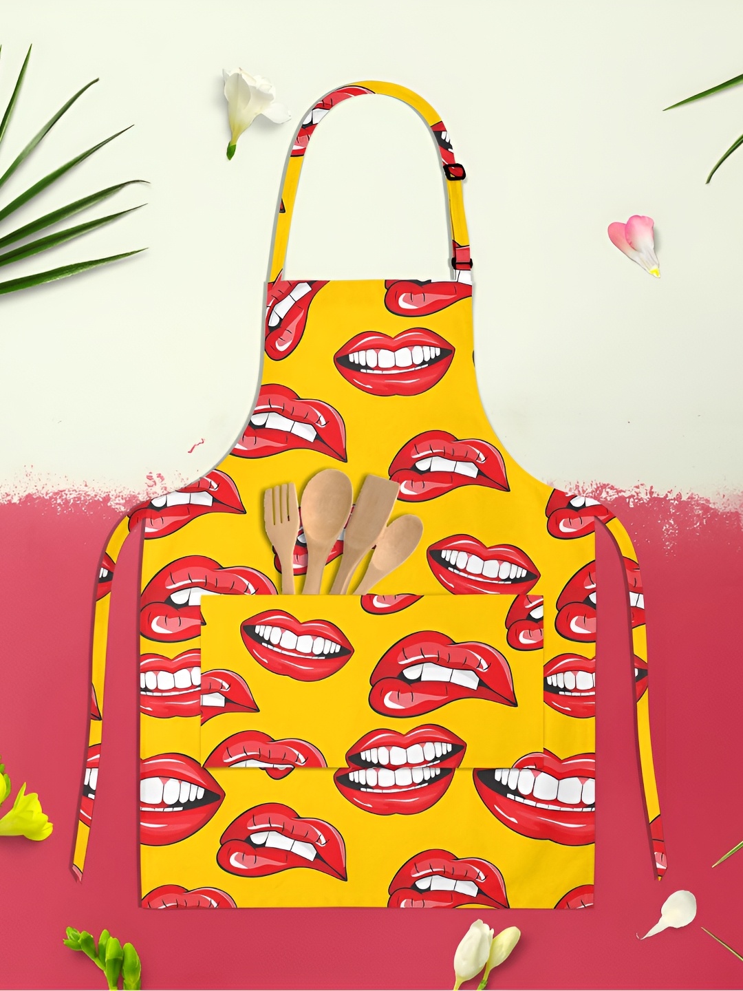 

ArtzFolio Yellow & Red Printed Cotton Aprons