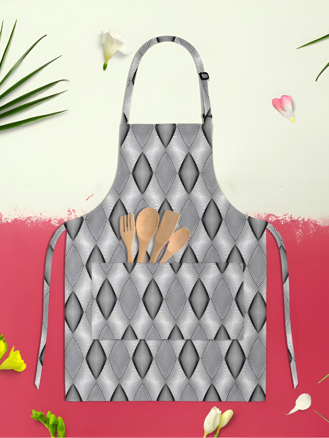 

ArtzFolio Monochrome Diamond D2 Black & White Printed Cotton Apron