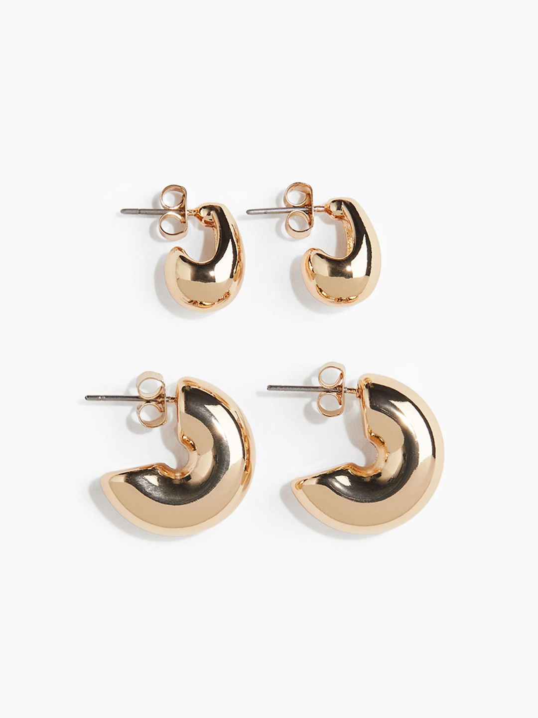 

H&M 2 Pairs Hoop Earrings, Gold