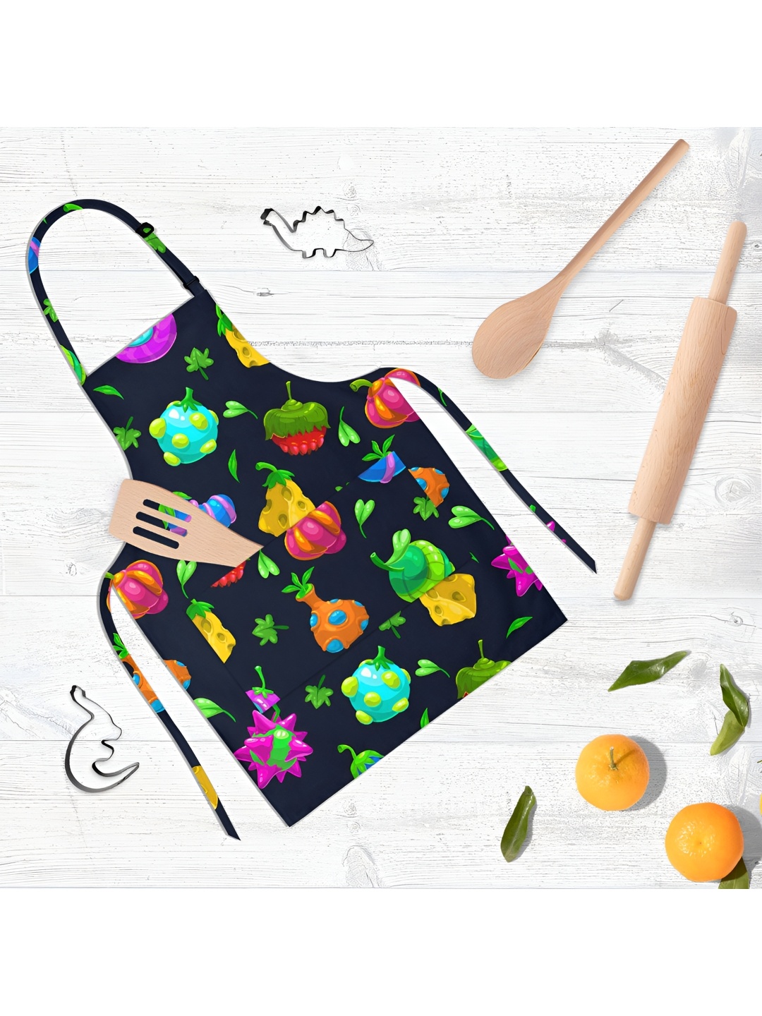 

ArtzFolio Black & Green Printed Pure Cotton Apron