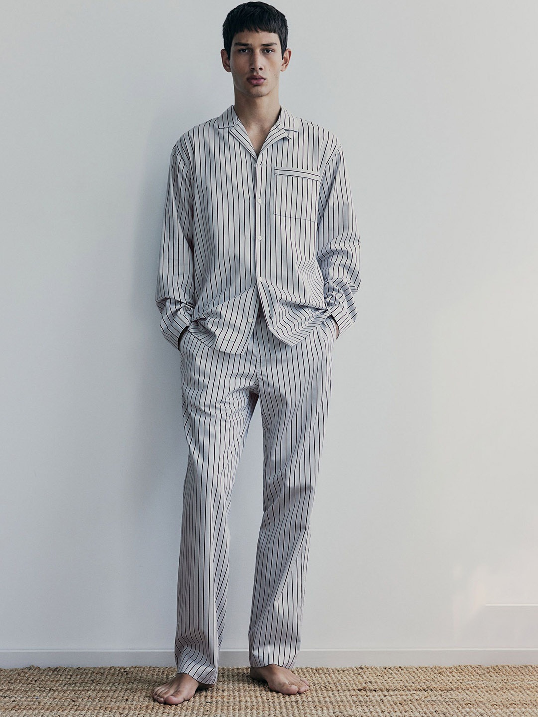 

H&M Men Striped Cotton Relaxed Fit Pyjamas, Red