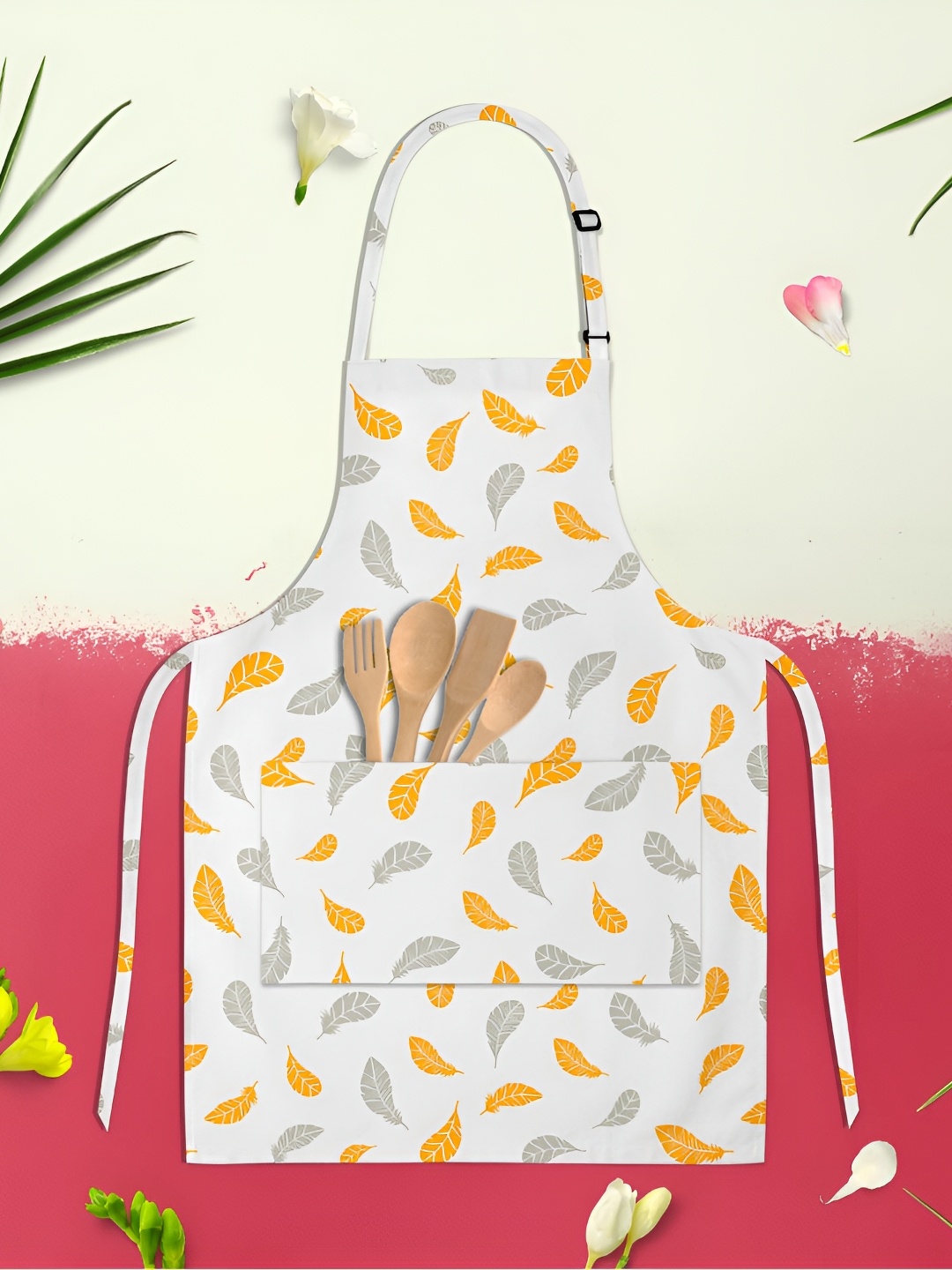 

ArtzFolio White & Grey Printed Cotton Aprons