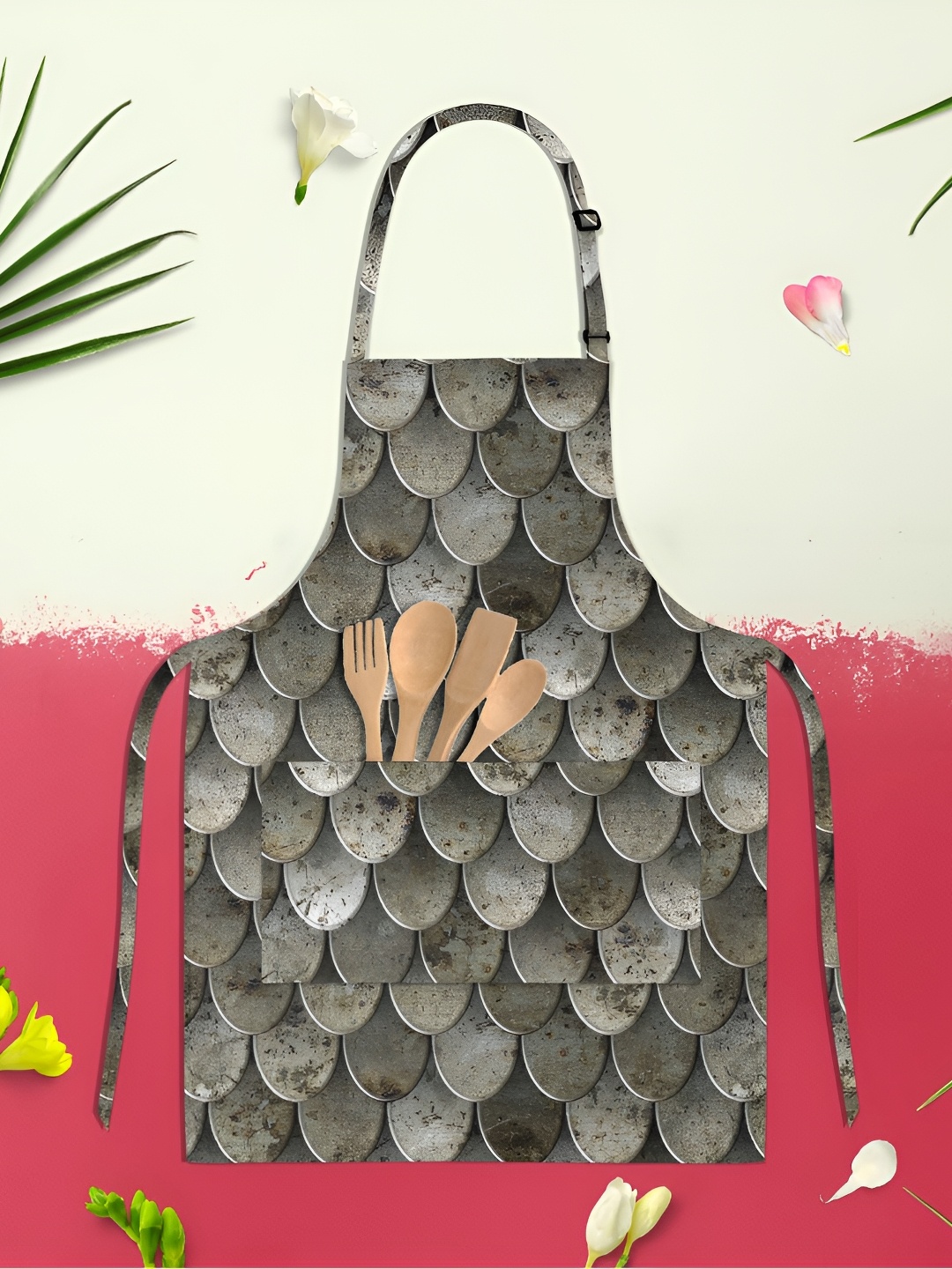 

ArtzFolio Grey & Brown Printed Cotton Apron