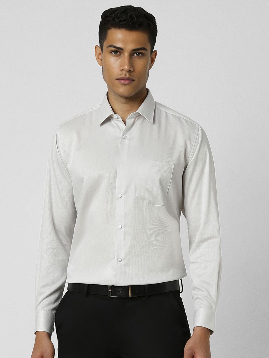 

Van Heusen Men Spread Collar Textured Cotton Formal Shirt, White