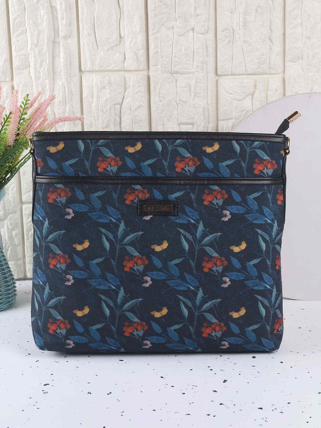 

Metro Women Floral Printed Shopper Shoulder Bag, Navy blue
