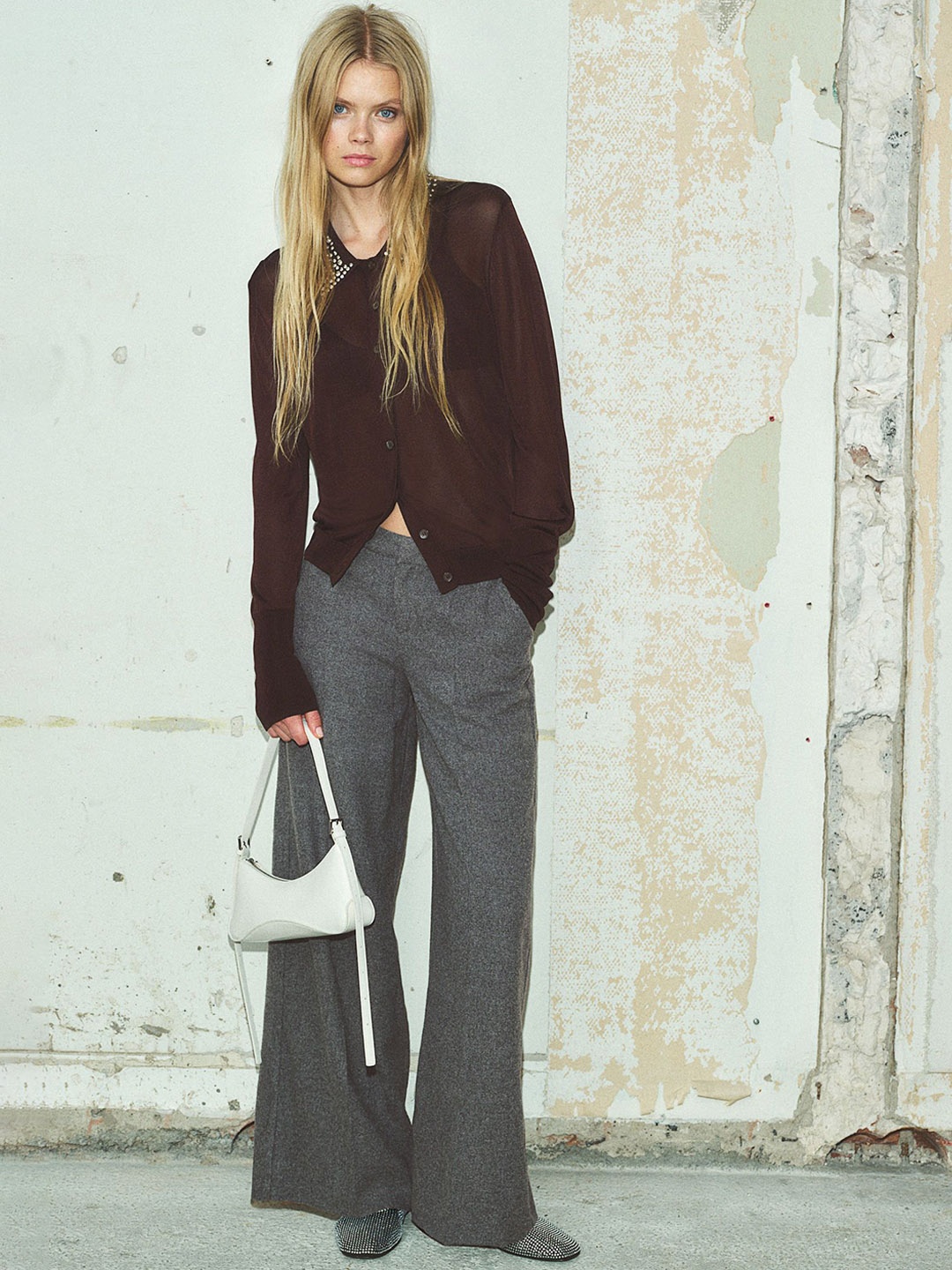 

H&M Wide Tailored Trouser, Grey