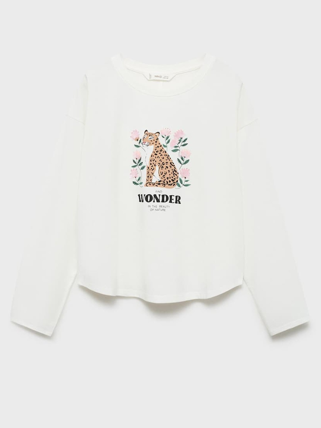 

Mango Kids Girls Graphic Printed Pure Cotton T-shirt, White