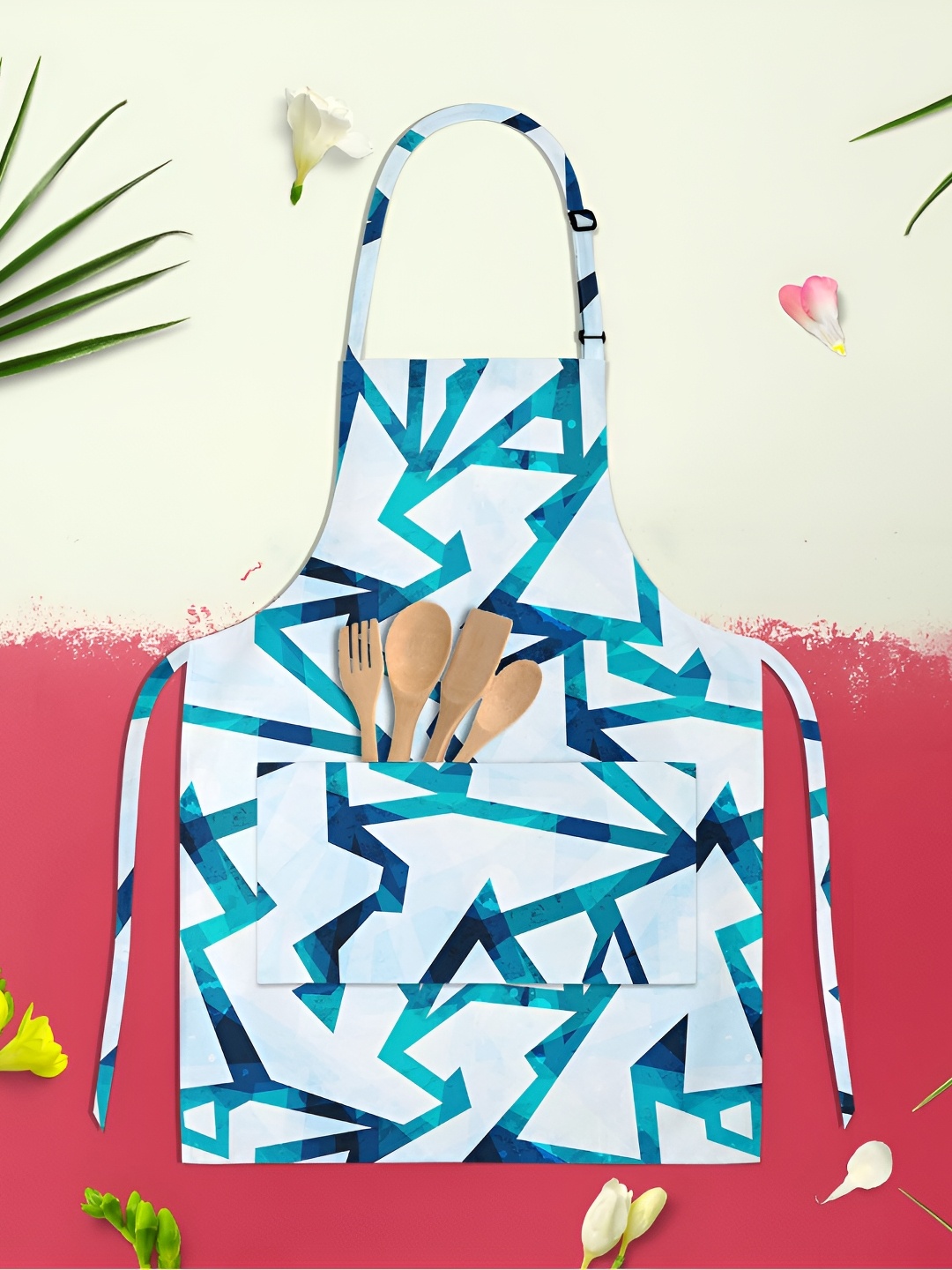 

ArtzFolio White & Blue Printed Cotton Aprons