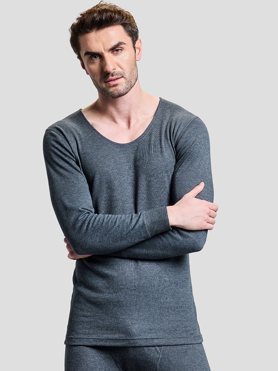 

BOLDFIT Ribbed Thermal Tops, Grey