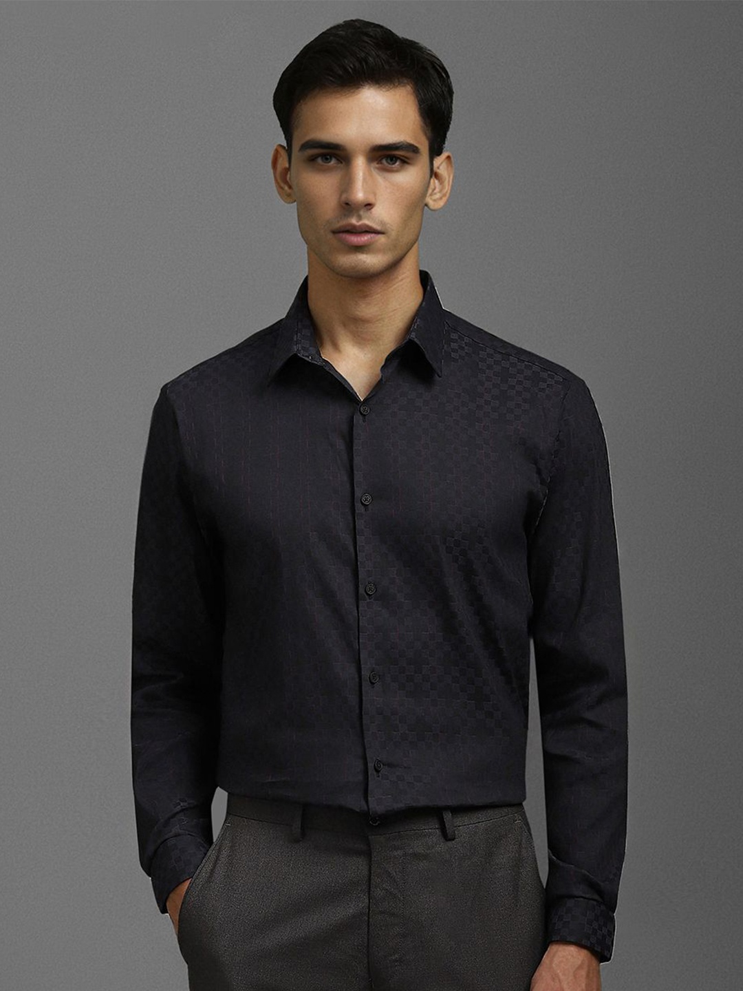 

Louis Philippe Sport Men Super Slim Fit Opaque Checked Casual Shirt, Black